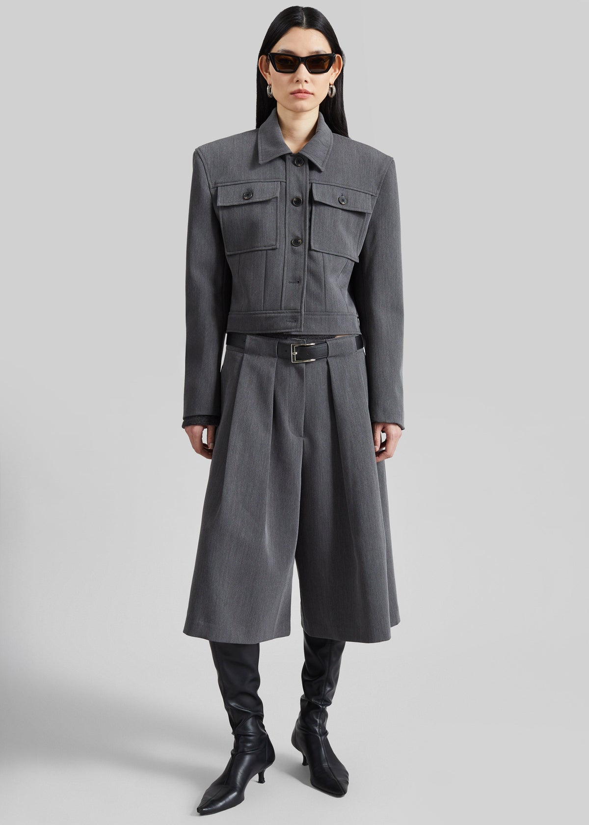 Kalvo Belted Bermuda Shorts - Dark Grey - 7