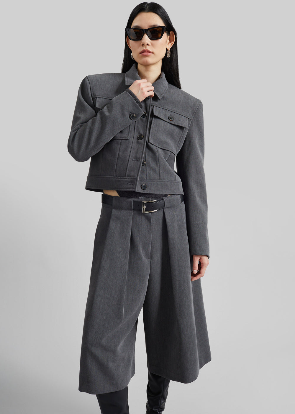 Kalvo Belted Bermuda Shorts - Dark Grey - 1