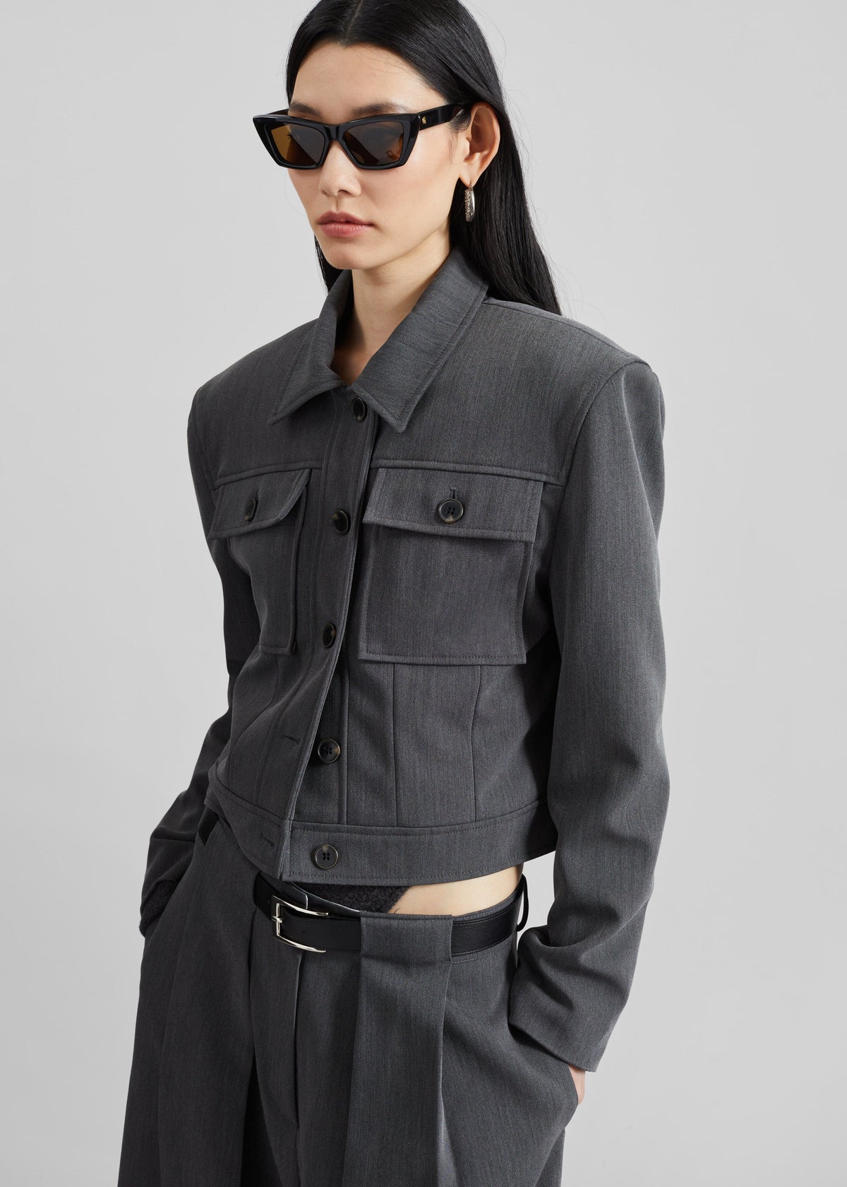 Kalvo Boxy Jacket - Dark Grey - 4