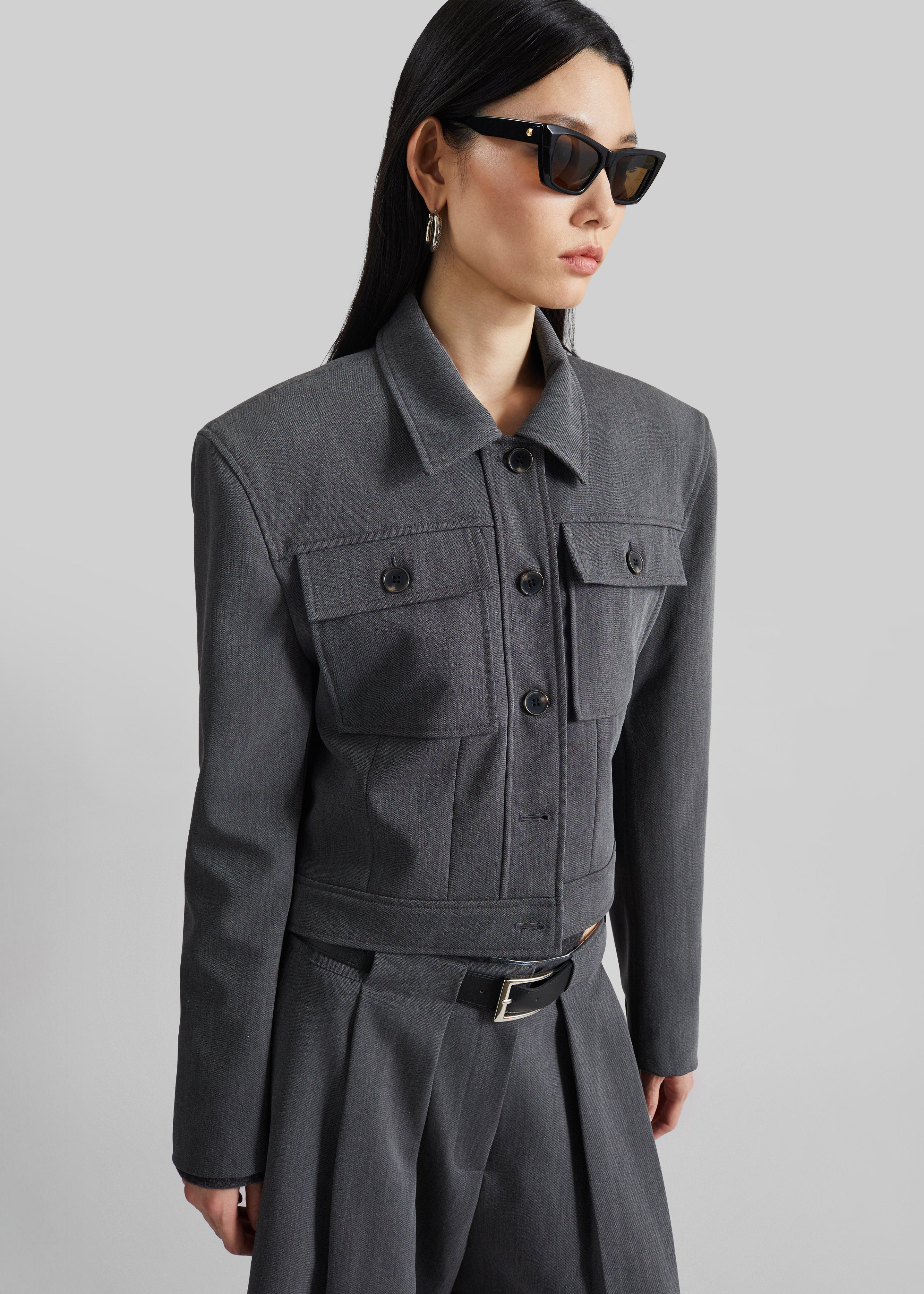 Kalvo Boxy Jacket - Dark Grey - 6
