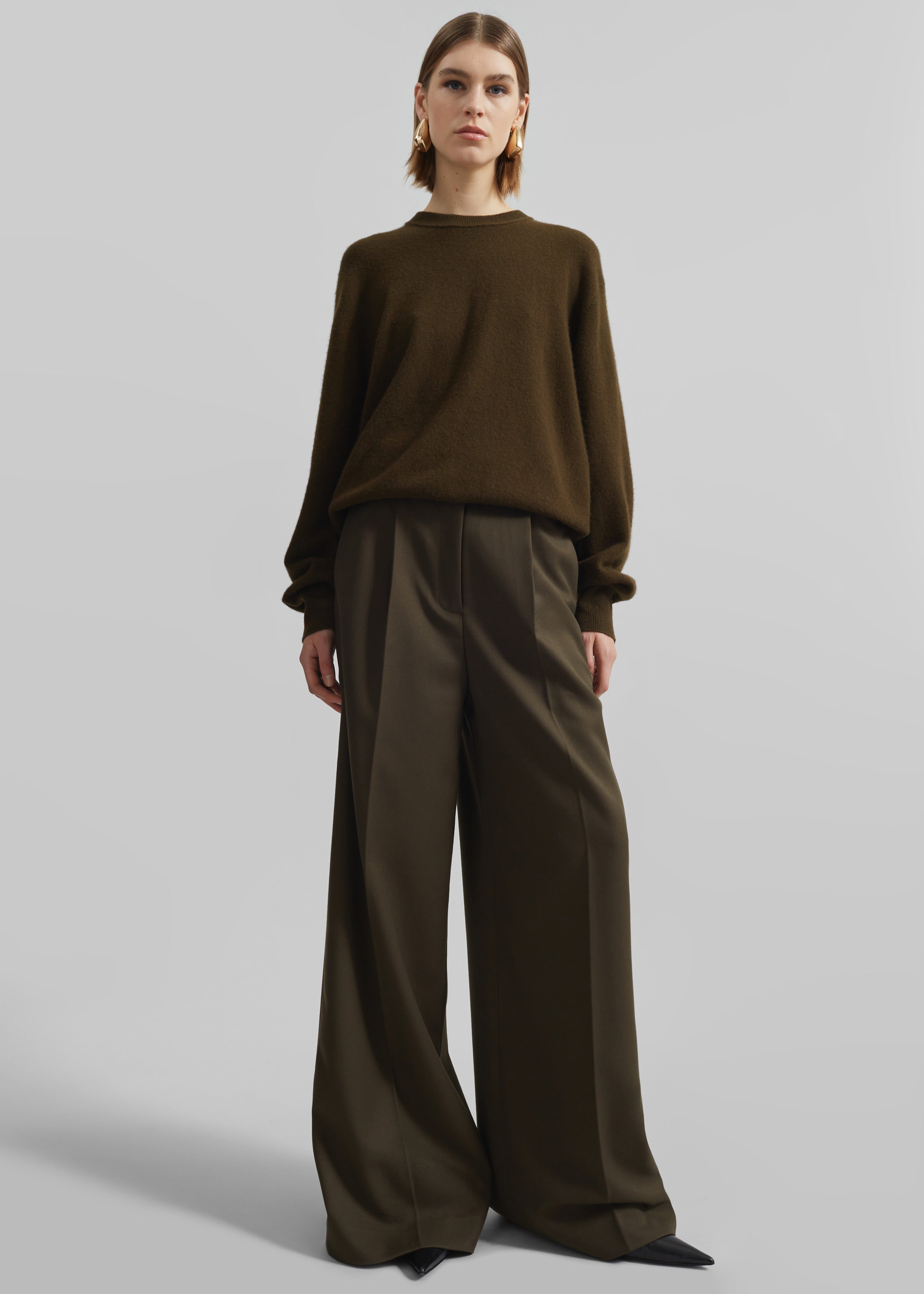 Kamila Wide Leg Trousers - Khaki - 2