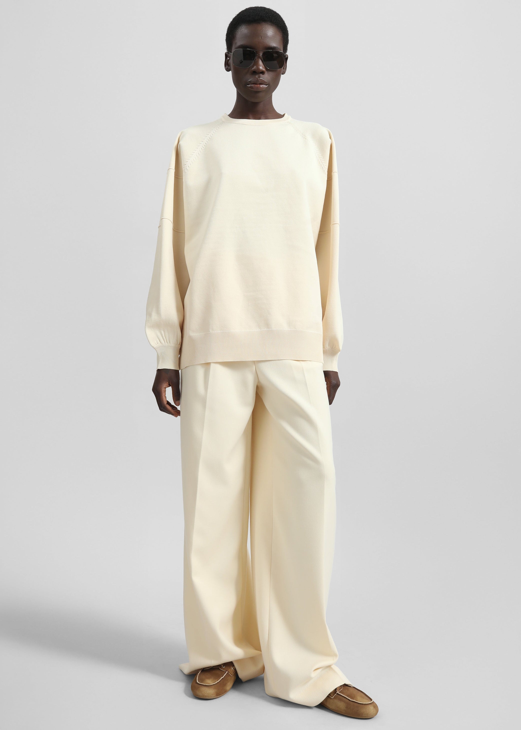 Shop the look image for Kamila Wide Leg Trousers - Light Peach