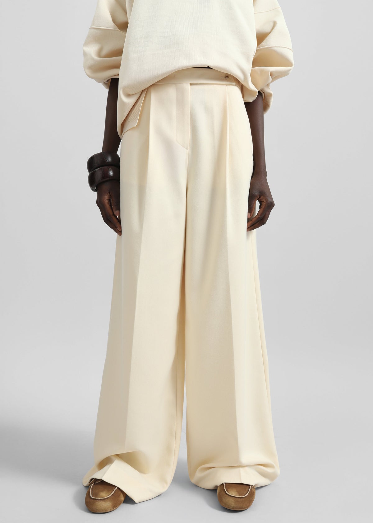 Kamila Wide Leg Trousers - Light Peach - 1