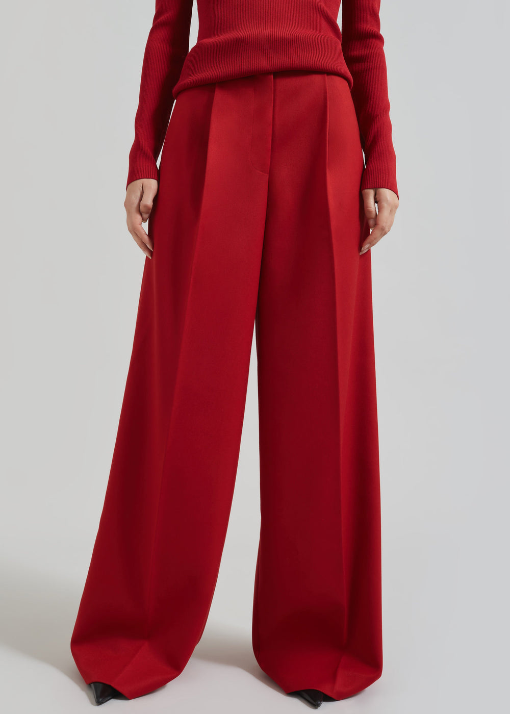 Kamila Wide Leg Trousers - Red - 1