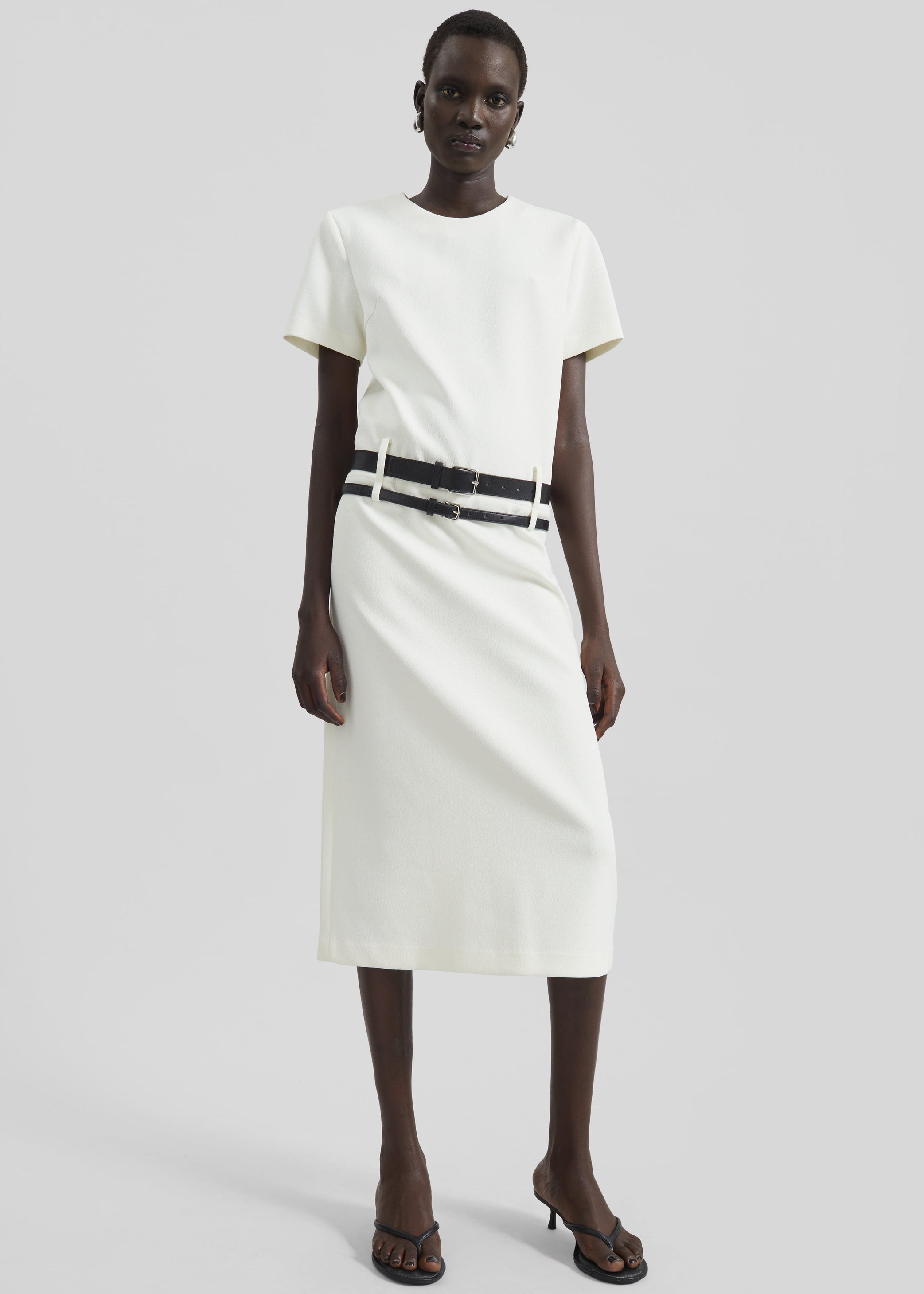 Shop the look image for Kaniva Double Belt Loop Midi Dress - Ivory