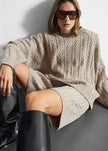 Karmoy Cable Knit Padded Sweater - Beige