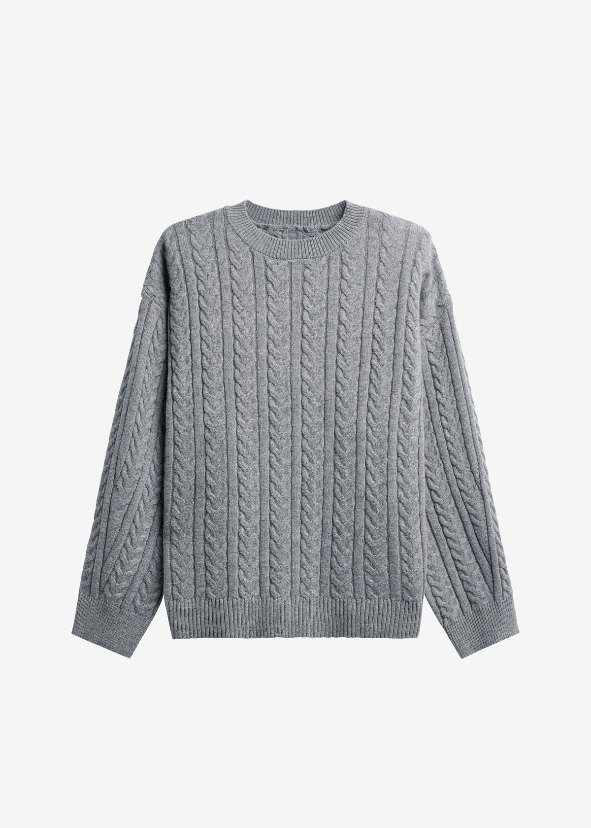 Karmoy Cable Knit Padded Sweater - Grey - 9