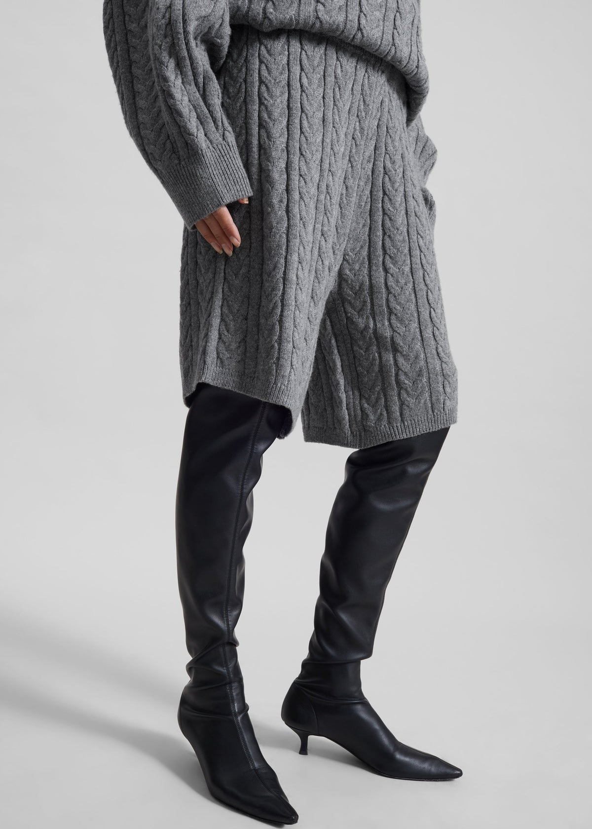 Karmoy Cable Knit Shorts - Grey - 5