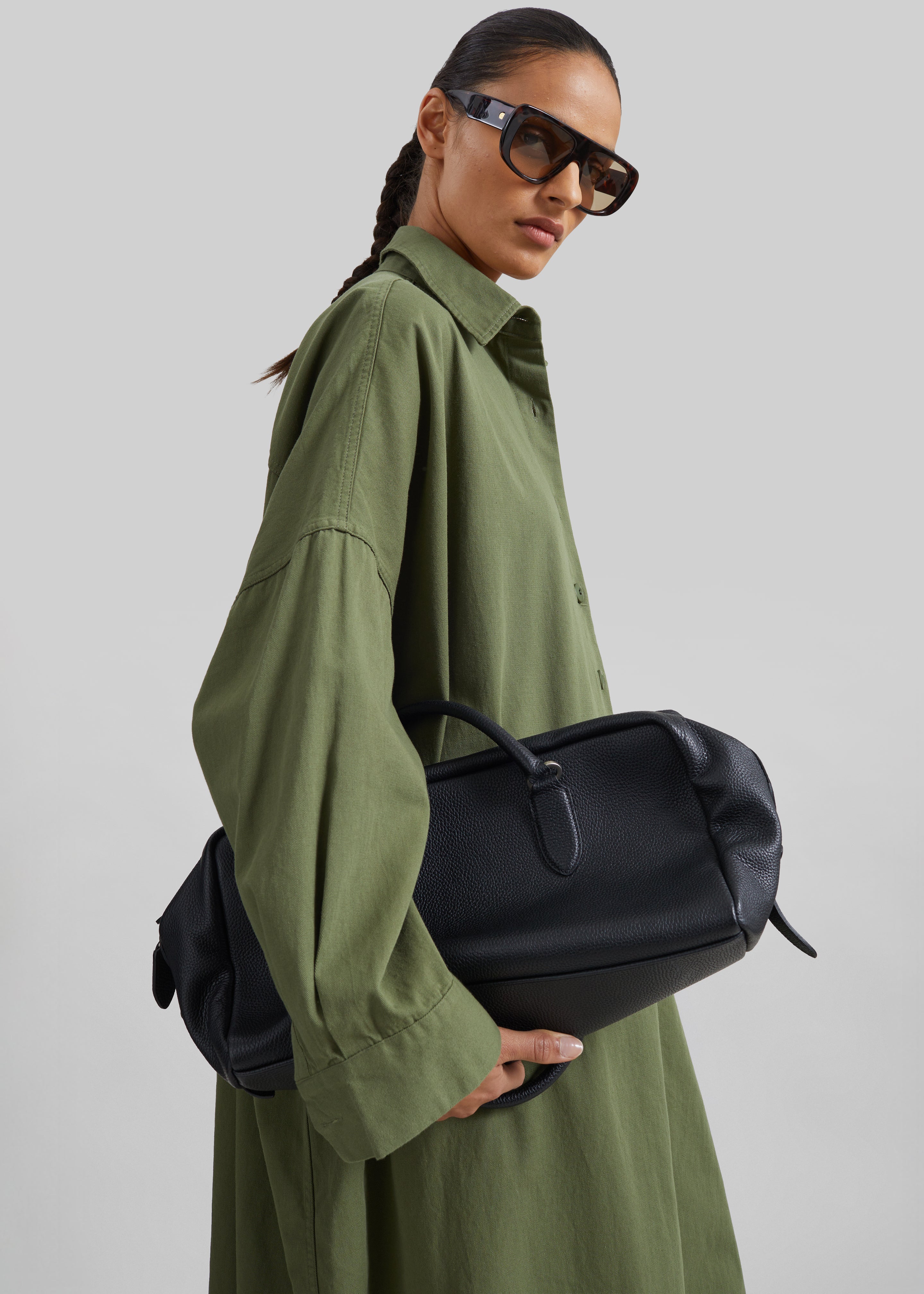 Kason Oversized Shirt Dress - Dark Olive - 5