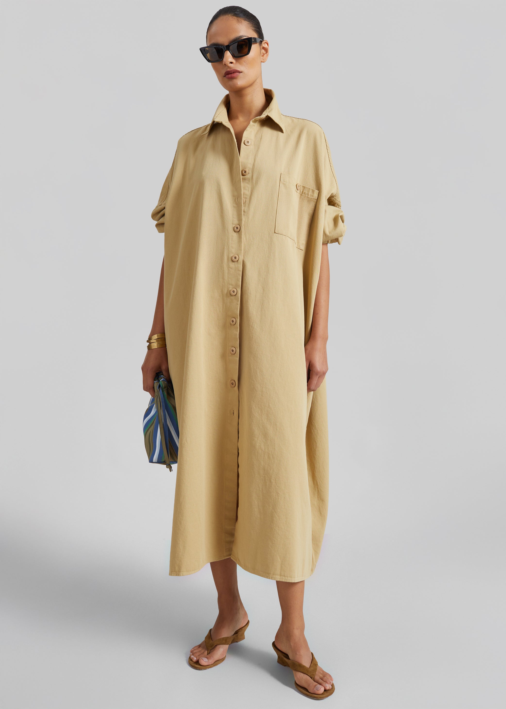 Shop the look image for Kason Oversized Shirt Dress - Sahara
