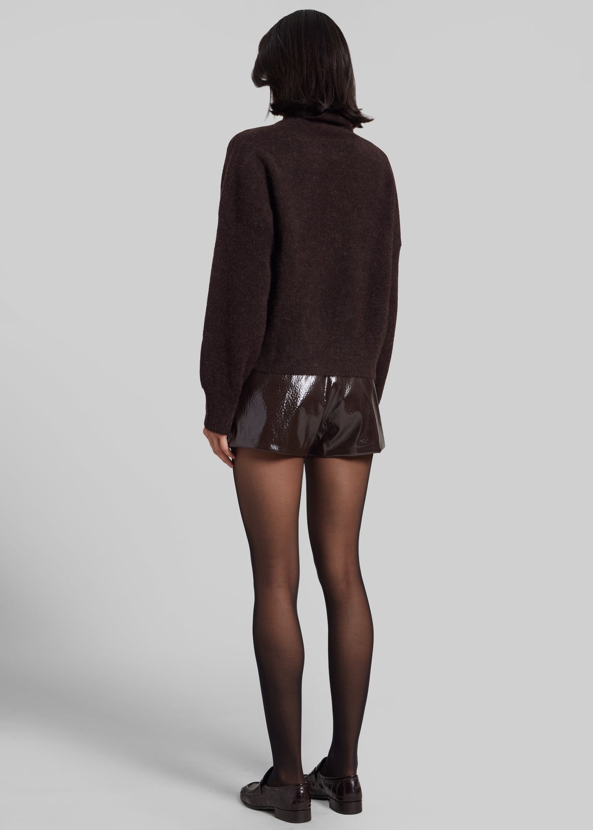 Kate Crackled Faux Leather Mini Shorts - Brown - 10