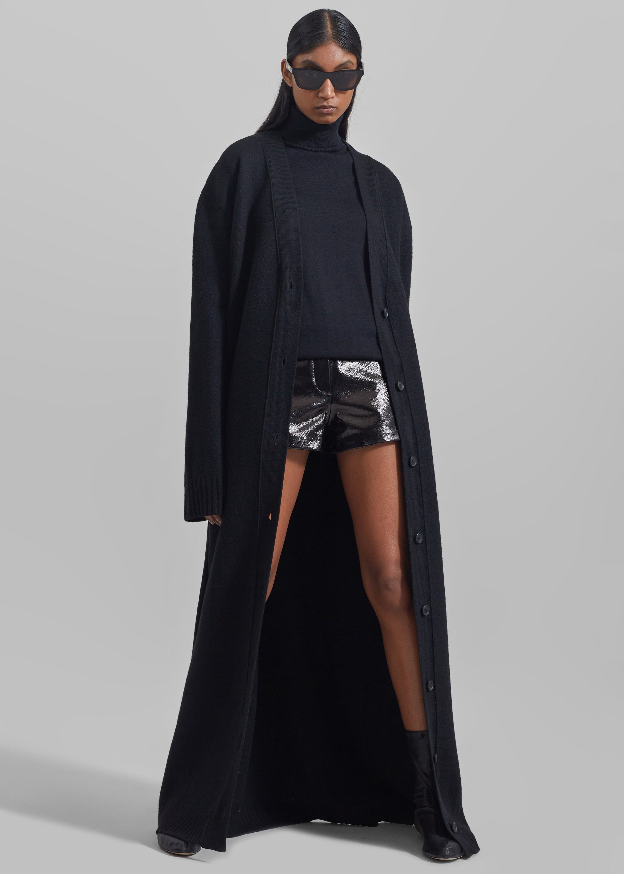 Shop the look image for Kate Crackled Faux Leather Mini Shorts - Black