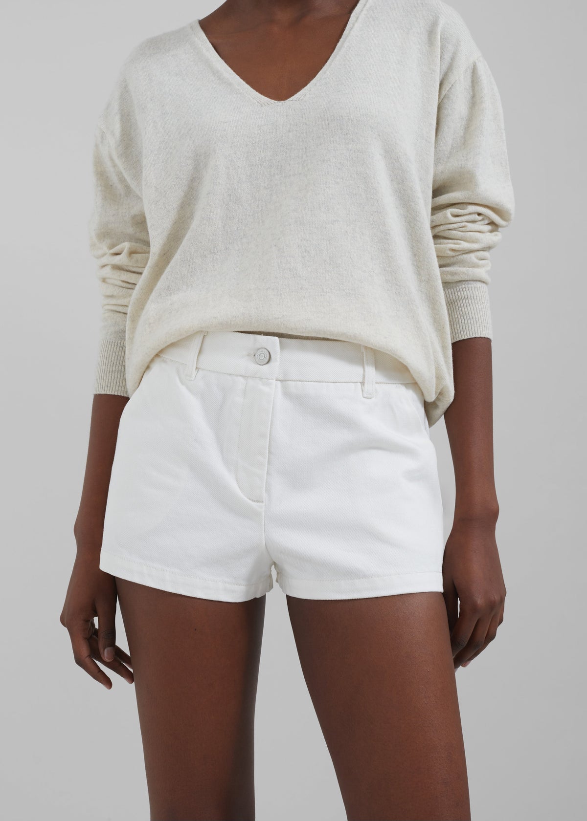 Kate Denim Mini Shorts - White - 6