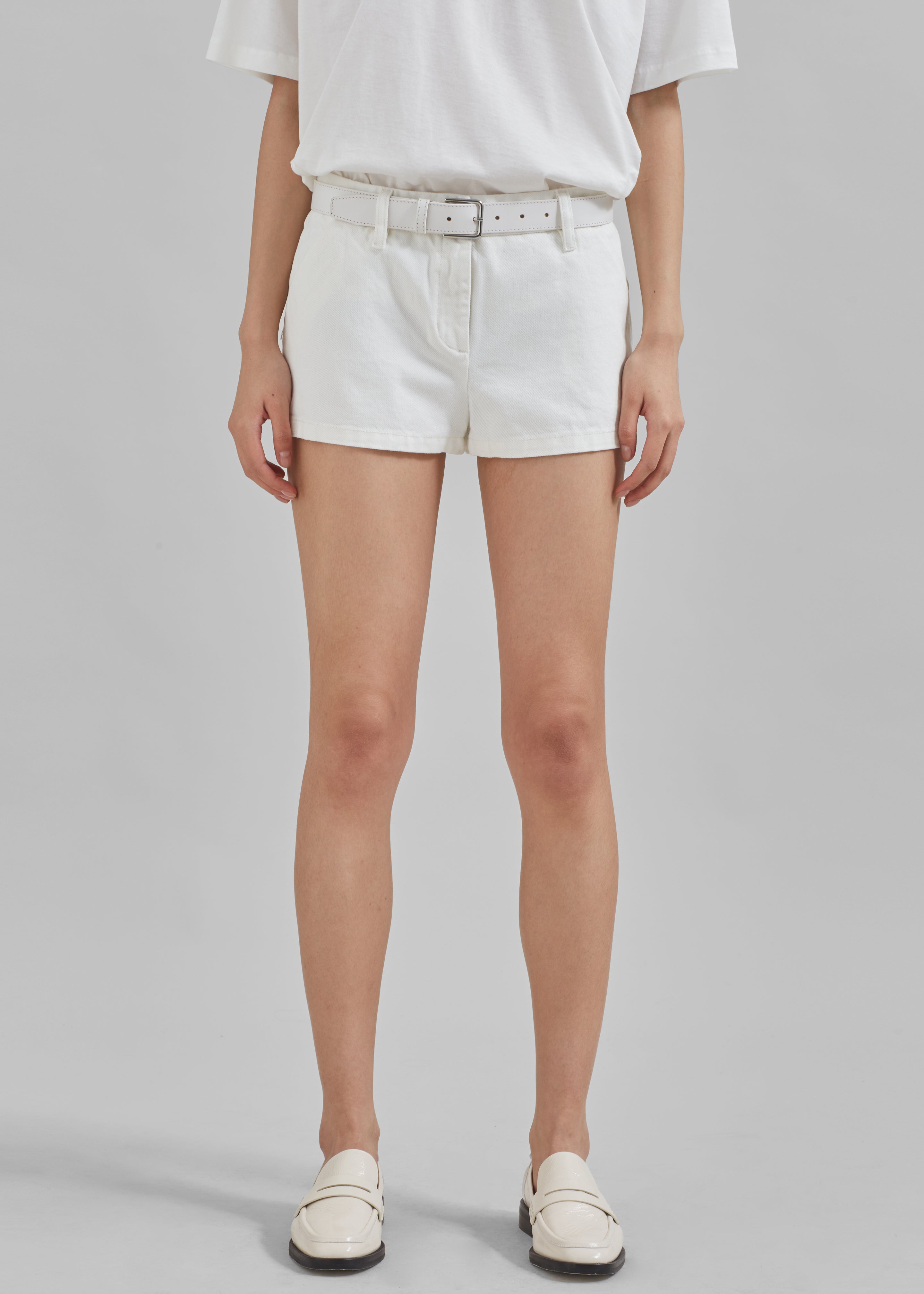 Kate Denim Mini Shorts - White - 2