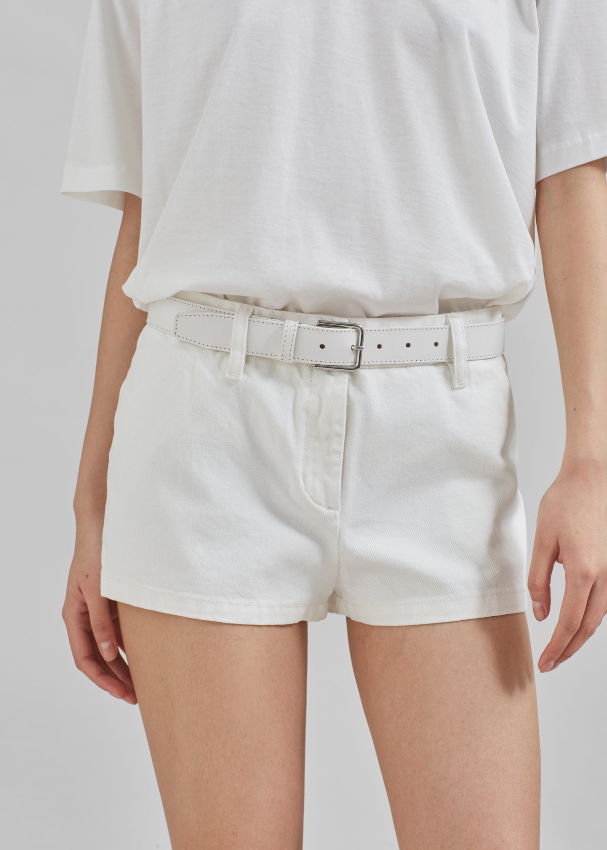 Kate Denim Mini Shorts - White - 9