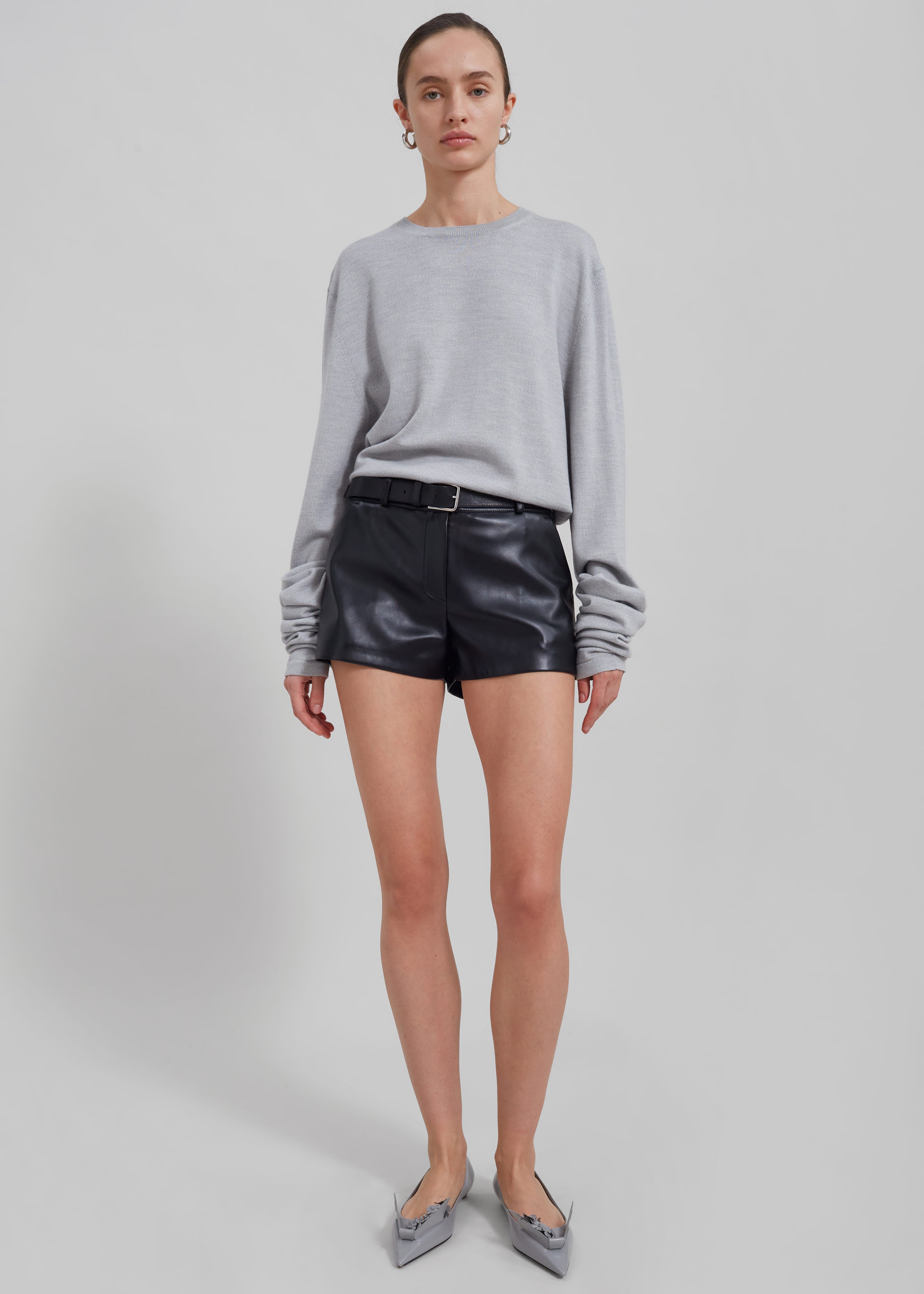 Kate Faux Leather Shorts - Black - 3