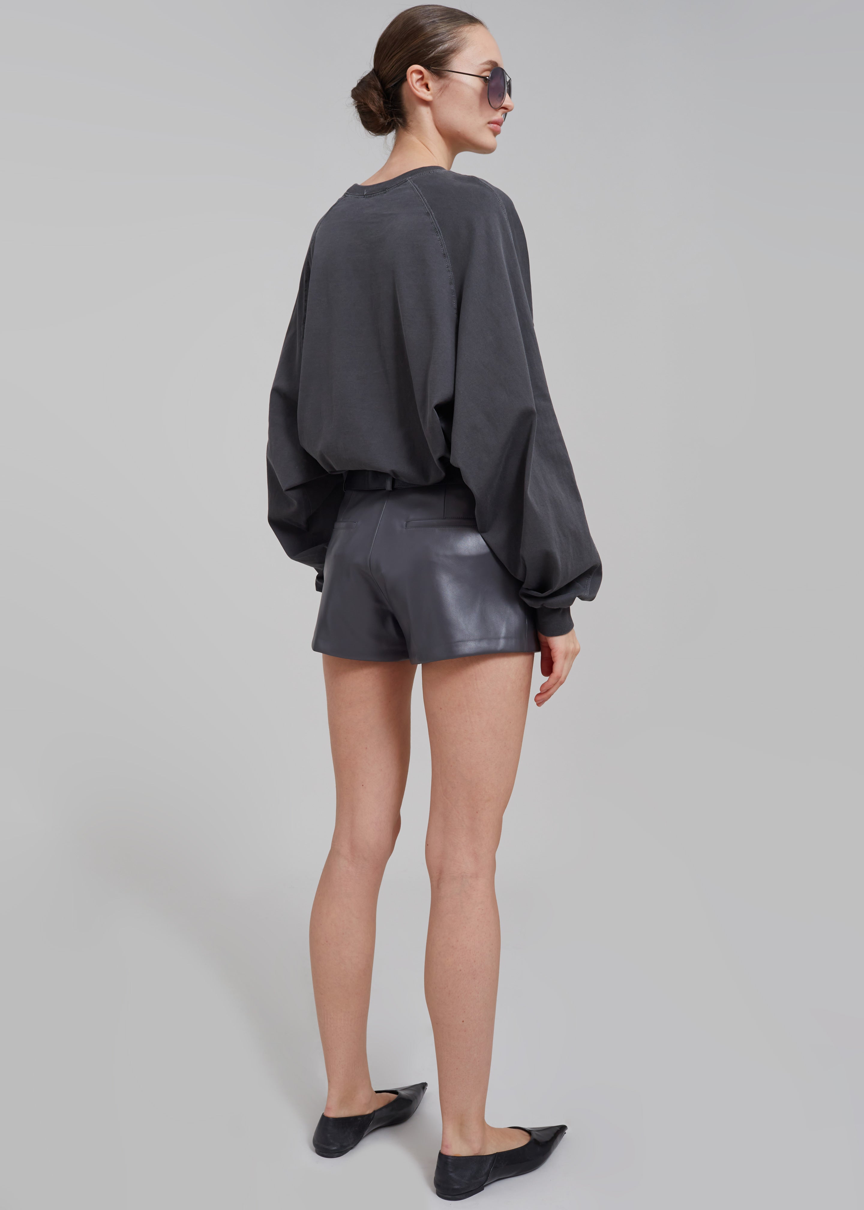 Kate Faux Leather Shorts - Grey - 11