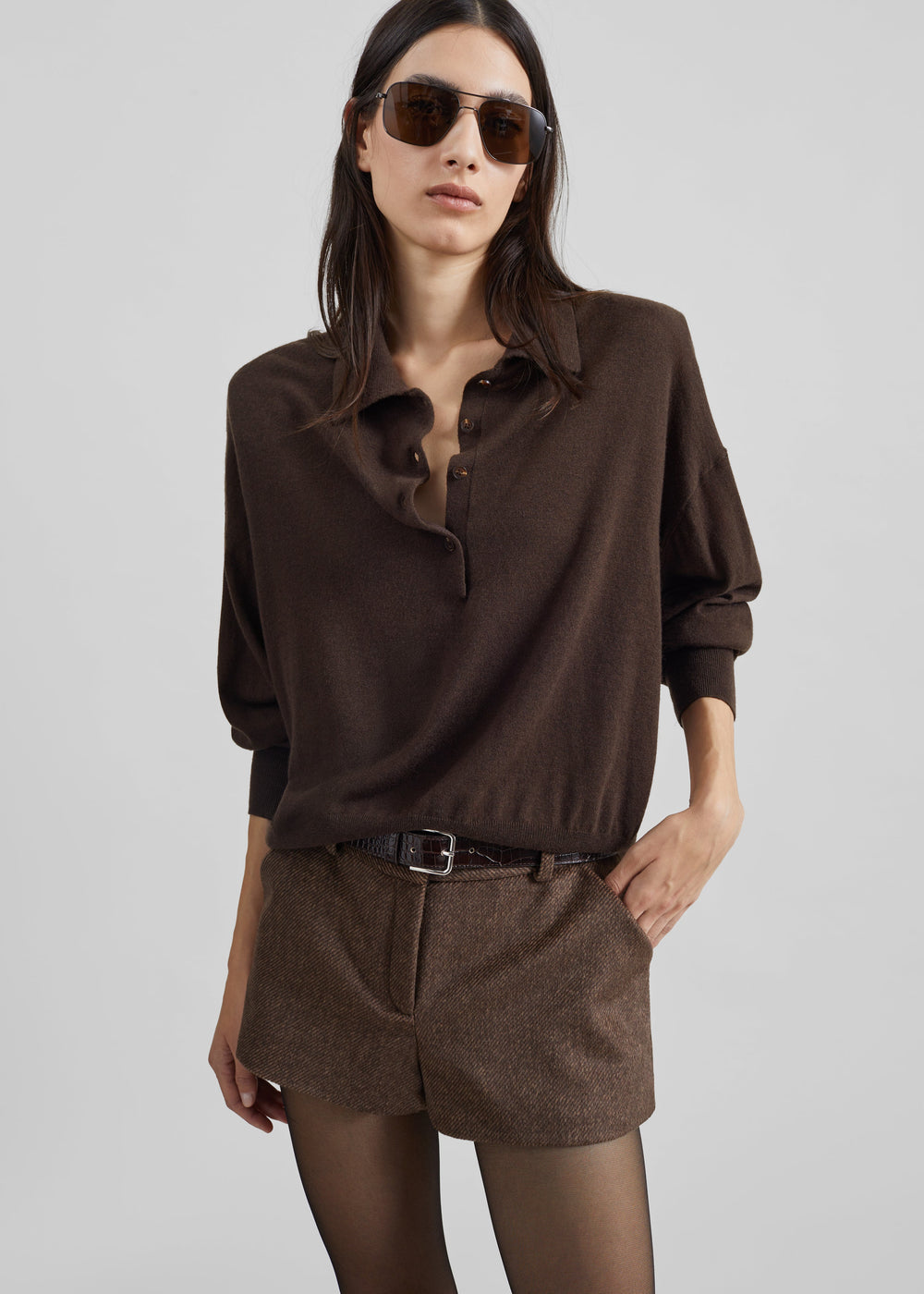 Kate Mini Shorts - Brown Melange
