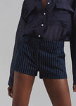 Kate Twill Mini Shorts - Navy/White Pinstripe