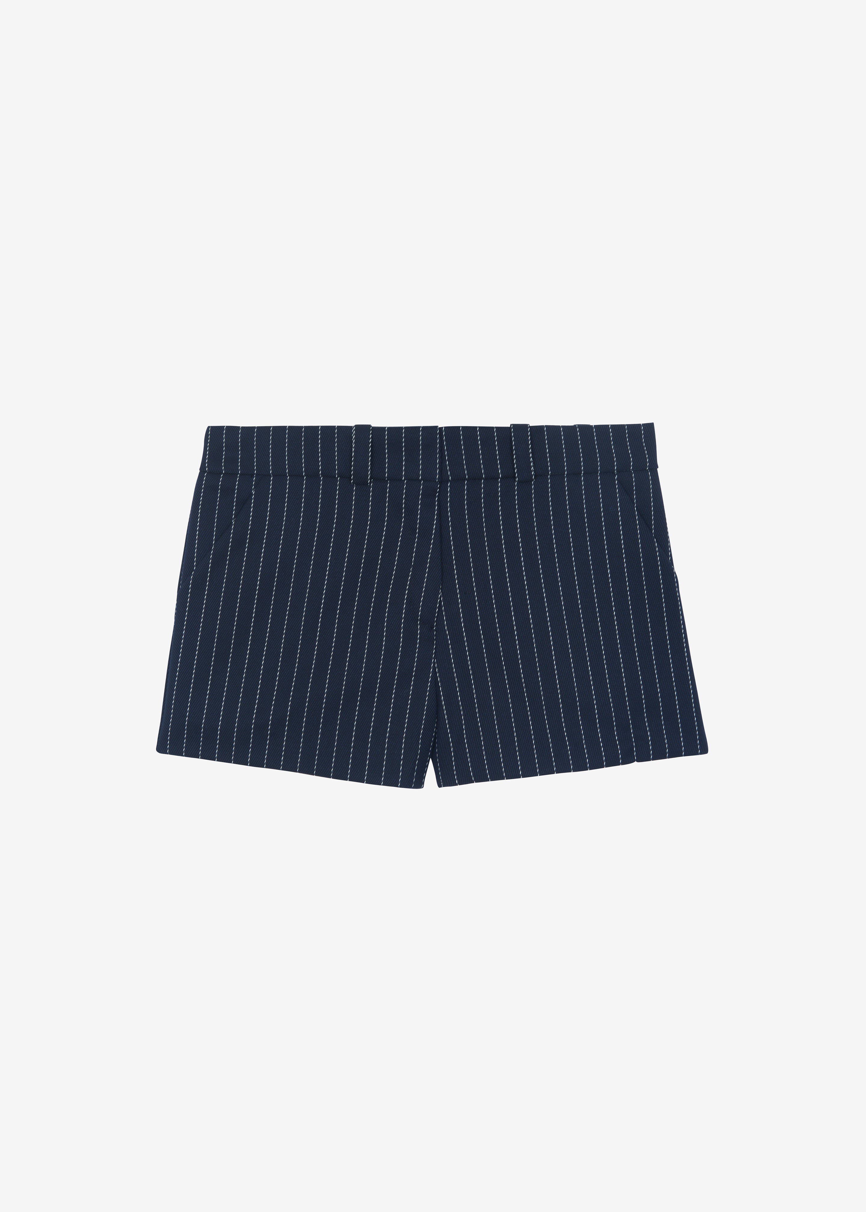 Kate Twill Mini Shorts - Navy/White Pinstripe - 9
