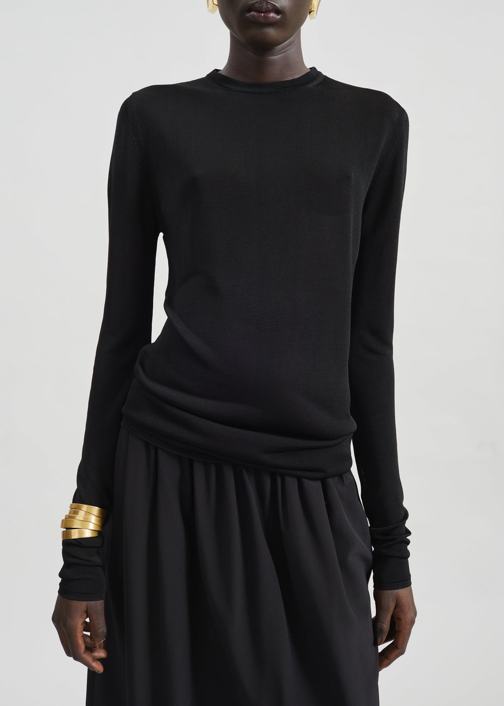 Kazel Thin Knit Top - Black - 1