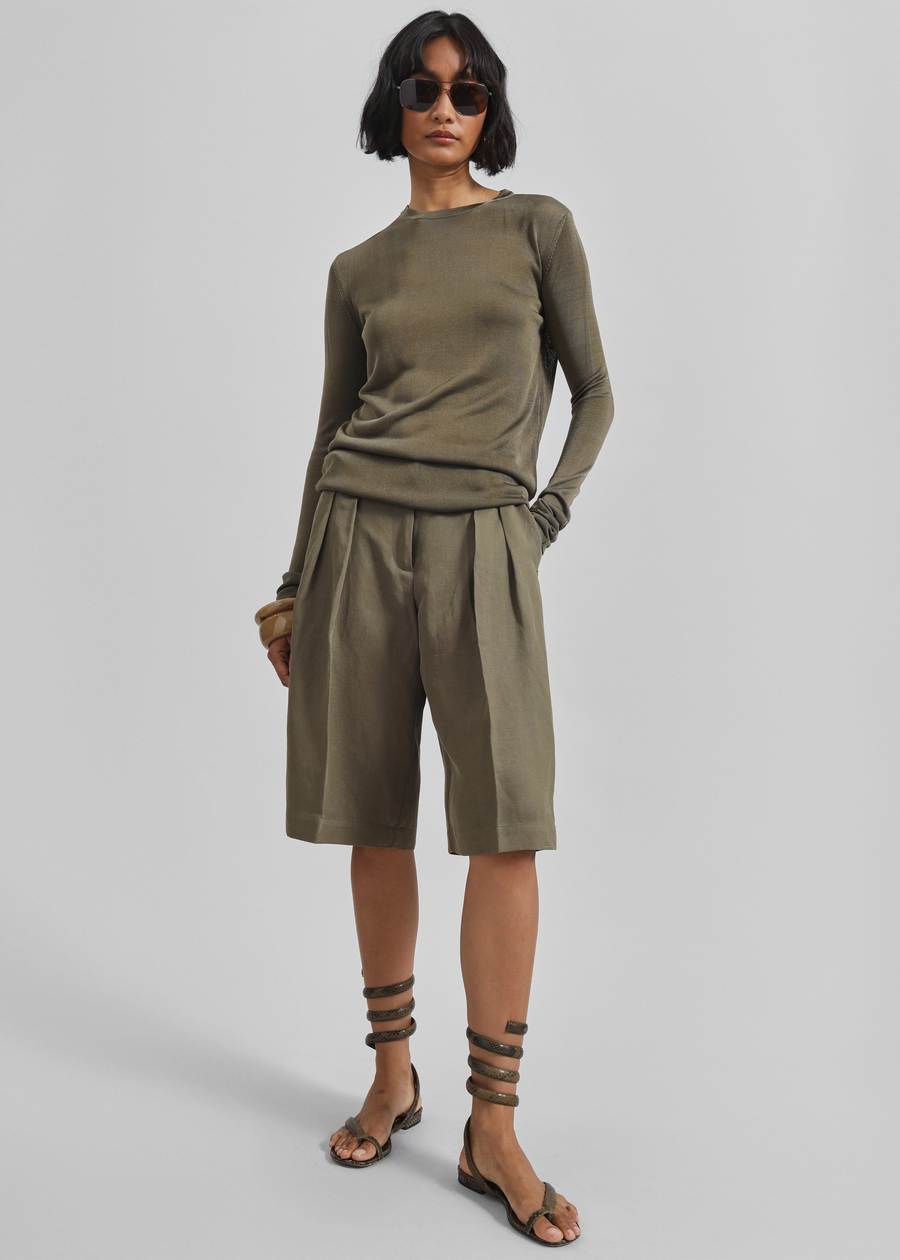 Kazel Thin Knit Top - Khaki - 4