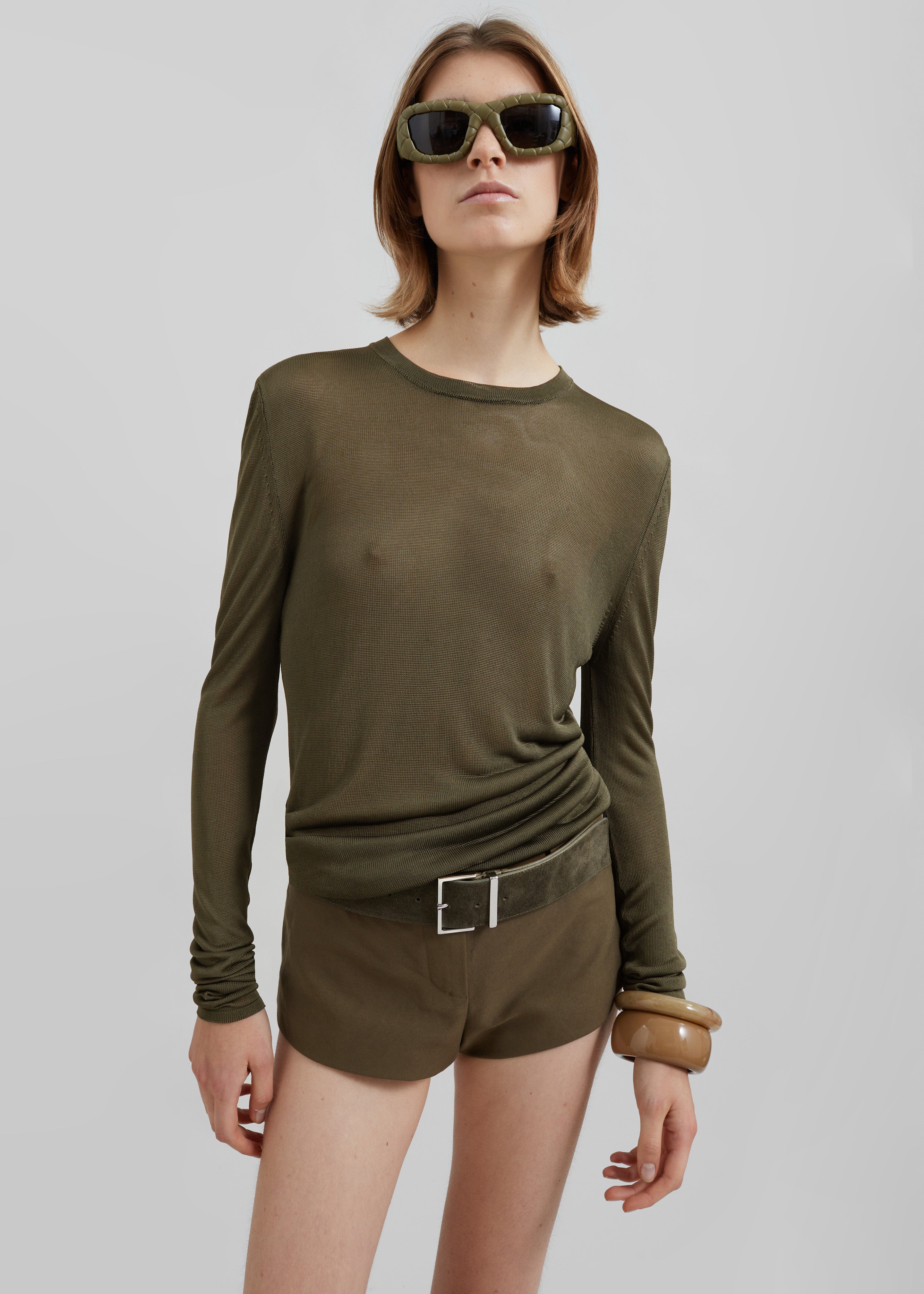 Kazel Thin Knit Top - Khaki - 6