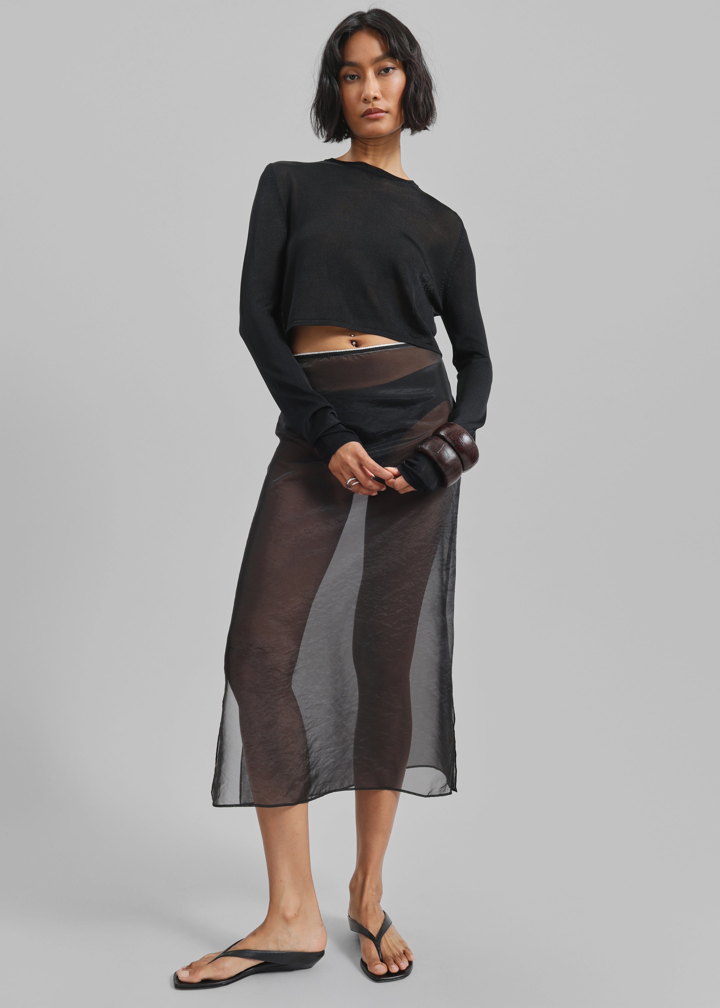 Kazel Cropped Thin Knit Top - Black – The Frankie Shop Europe