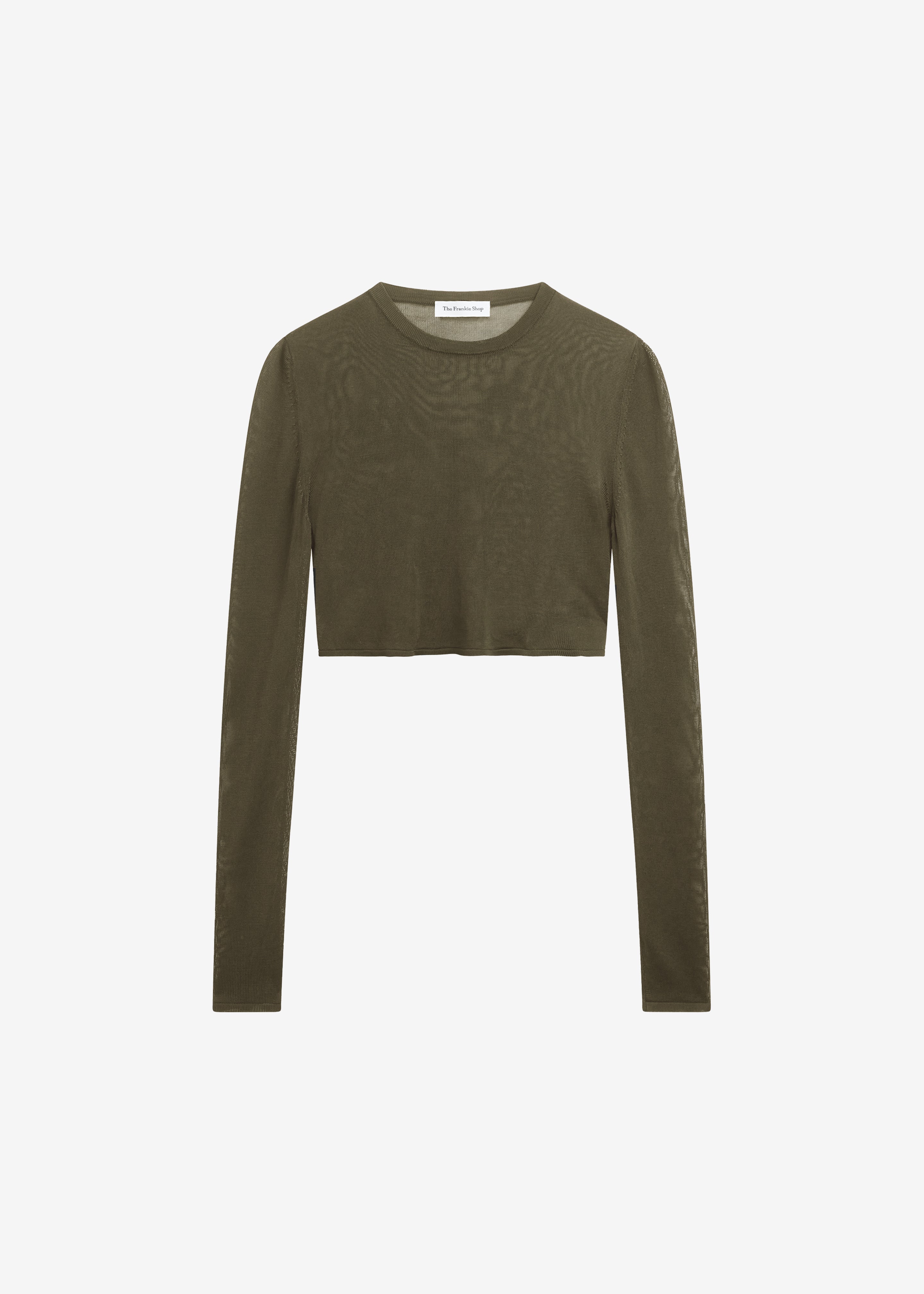 Kazel Cropped Thin Knit Top - Khaki - 7
