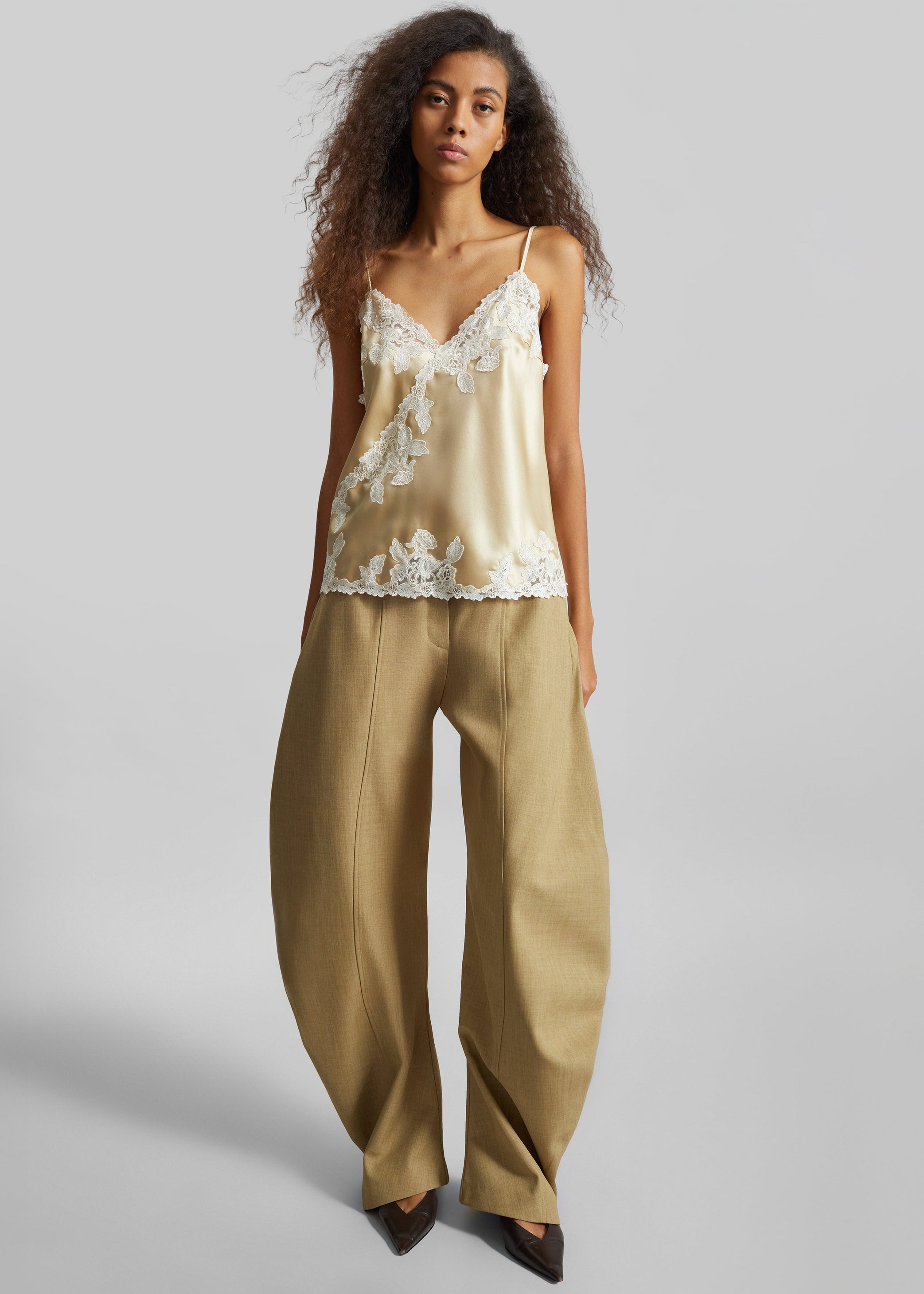 Shop the look image for Keasden Barrel Leg Trousers - Camel