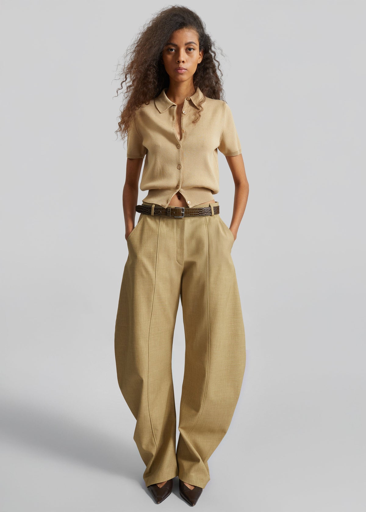 Keasden Barrel Leg Trousers - Camel - 1