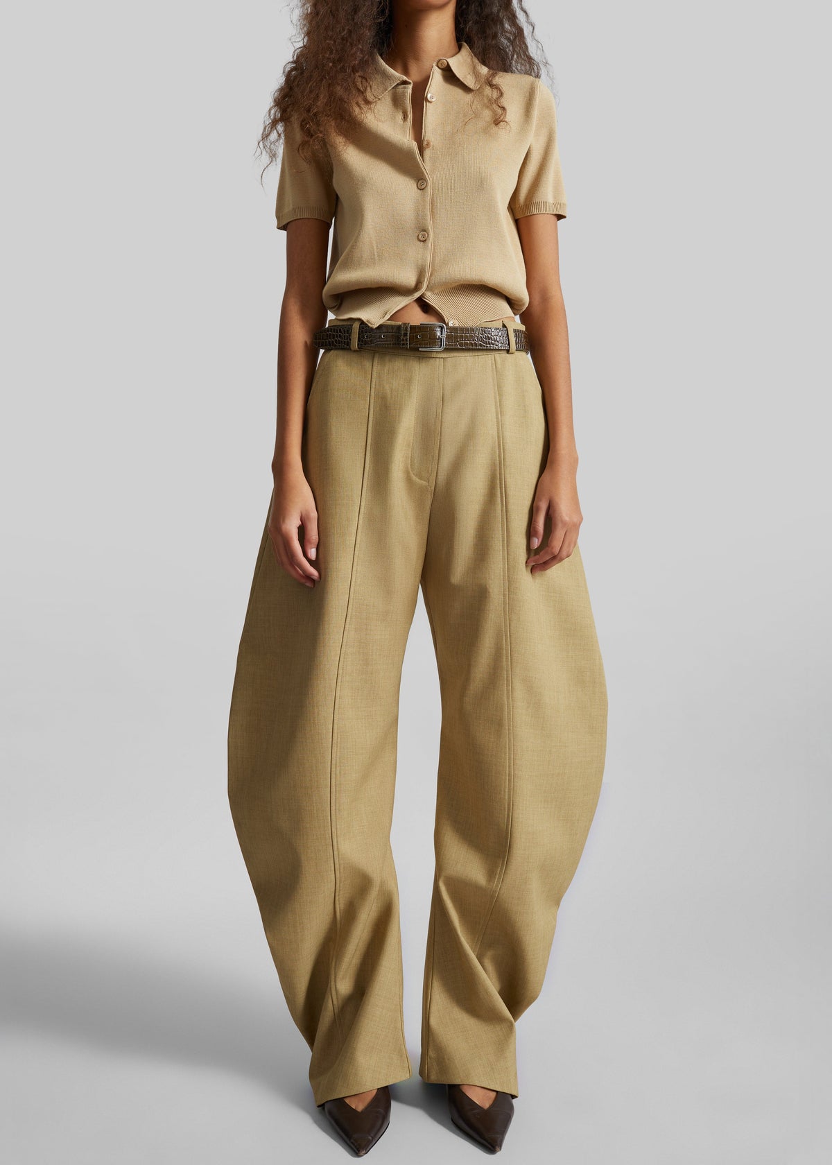 Keasden Barrel Leg Trousers - Camel - 2