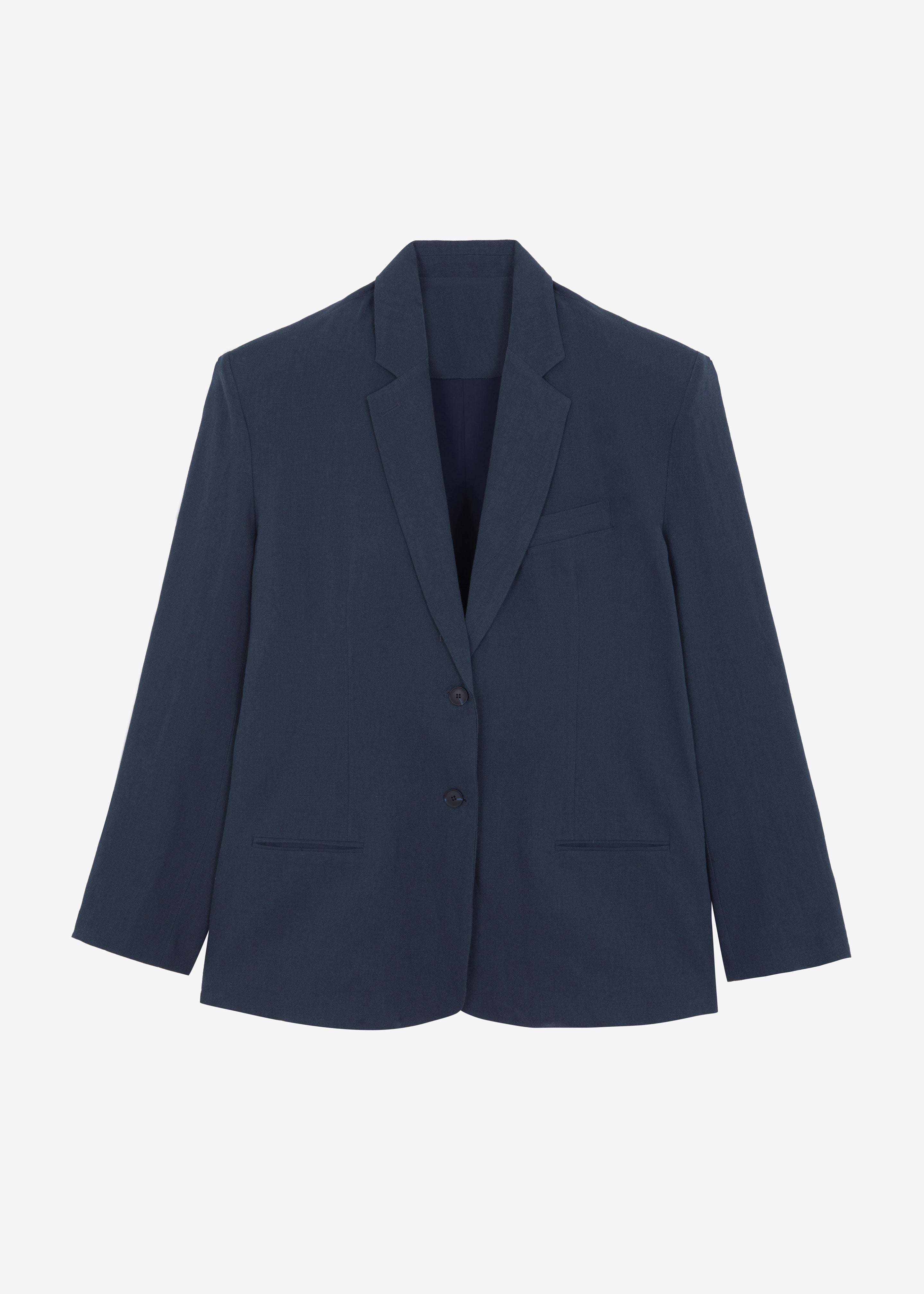 Keenan Linen Oversized Blazer - Navy - 10