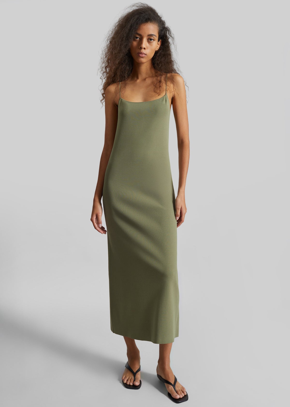 Keira Knit Midi Dress - Khaki Brown - 3