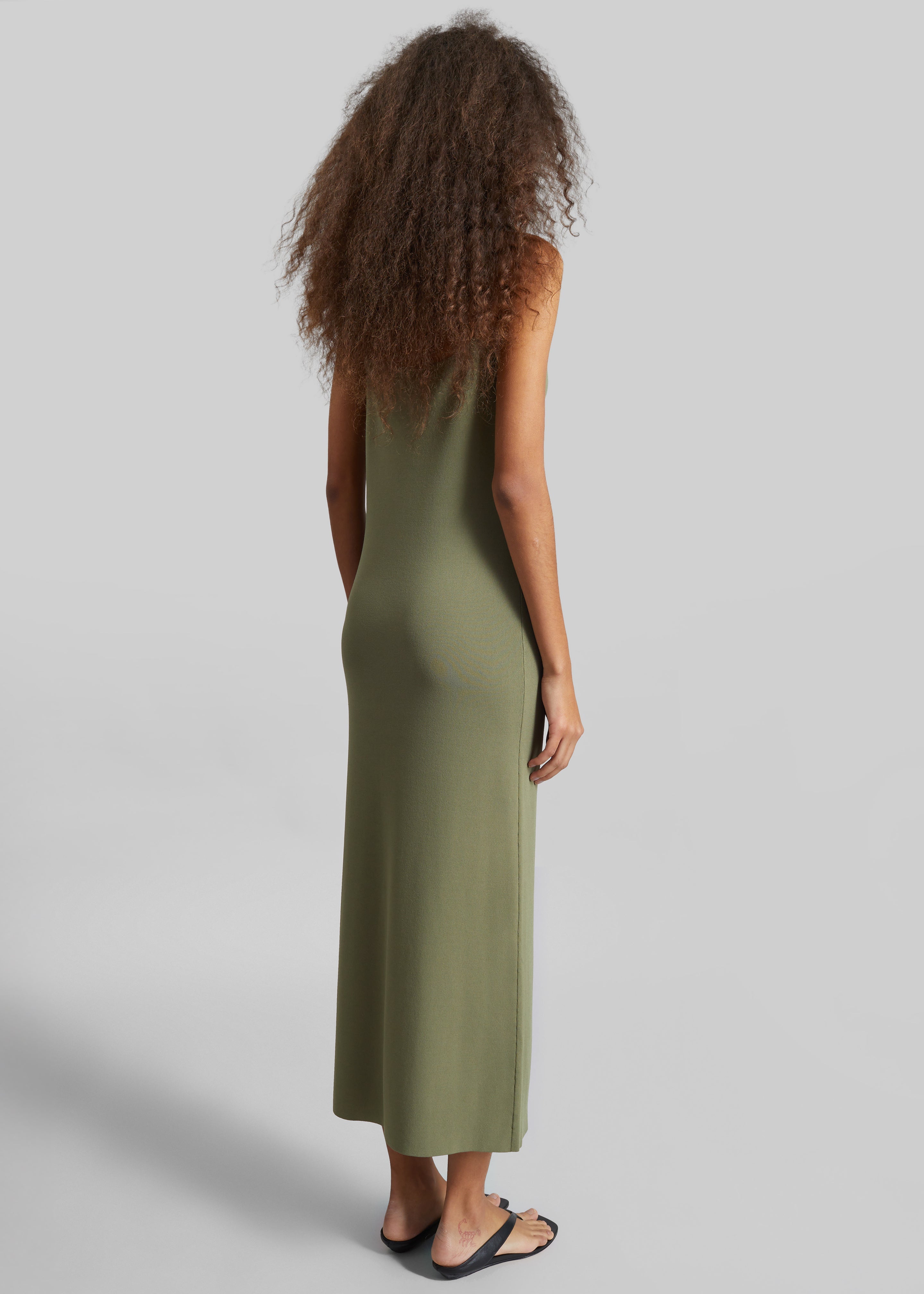 Keira Knit Midi Dress - Khaki Brown - 4