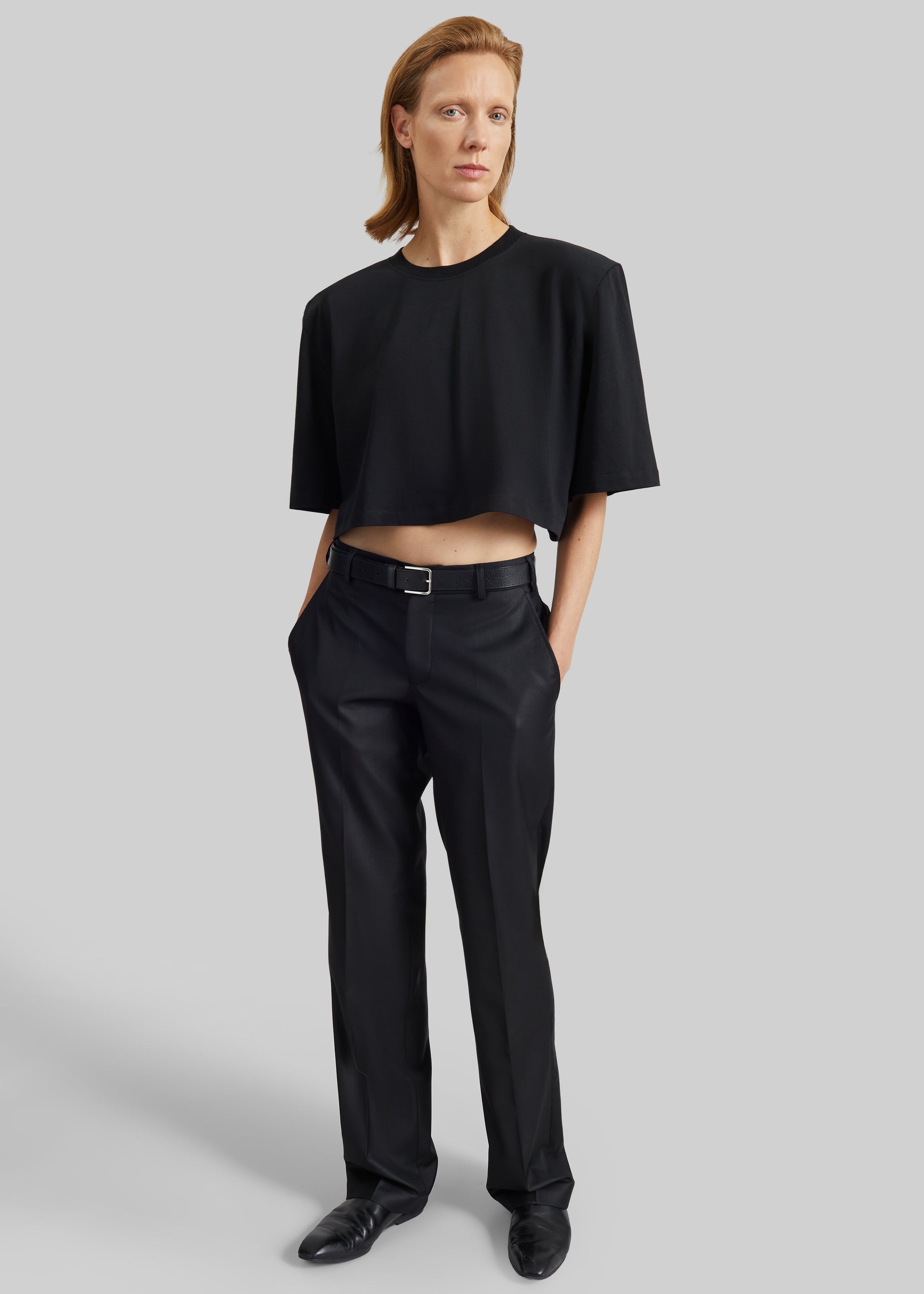 Shop the look image for Kelan Padded Cropped Tee - Black