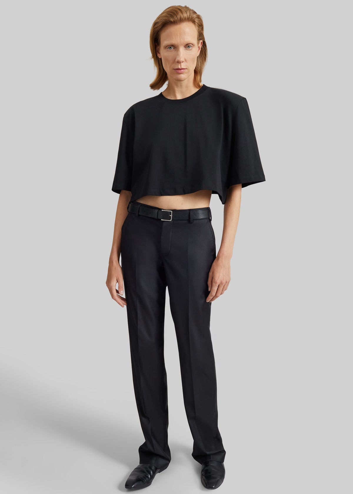 Kelan Padded Cropped Tee - Black - 2