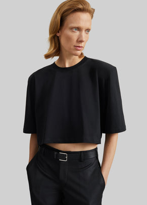 Kelan Padded Cropped Tee - Black