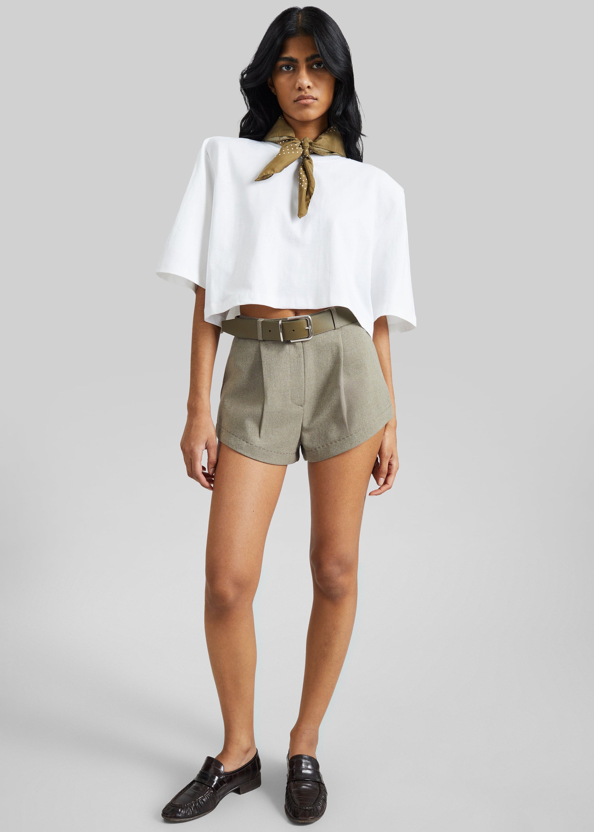 Shop the look image for Kelan Padded Cropped Tee - White