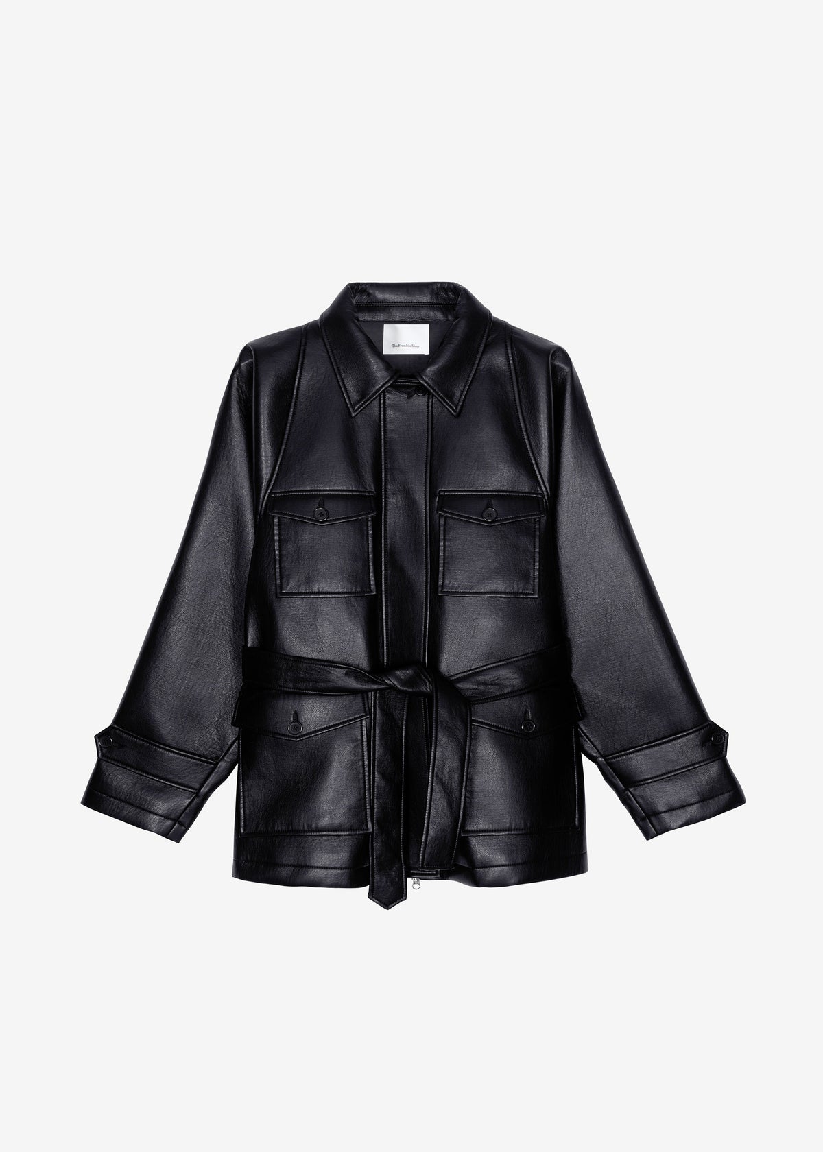 Kelia Faux Leather Padded Utility Jacket - Black - 13