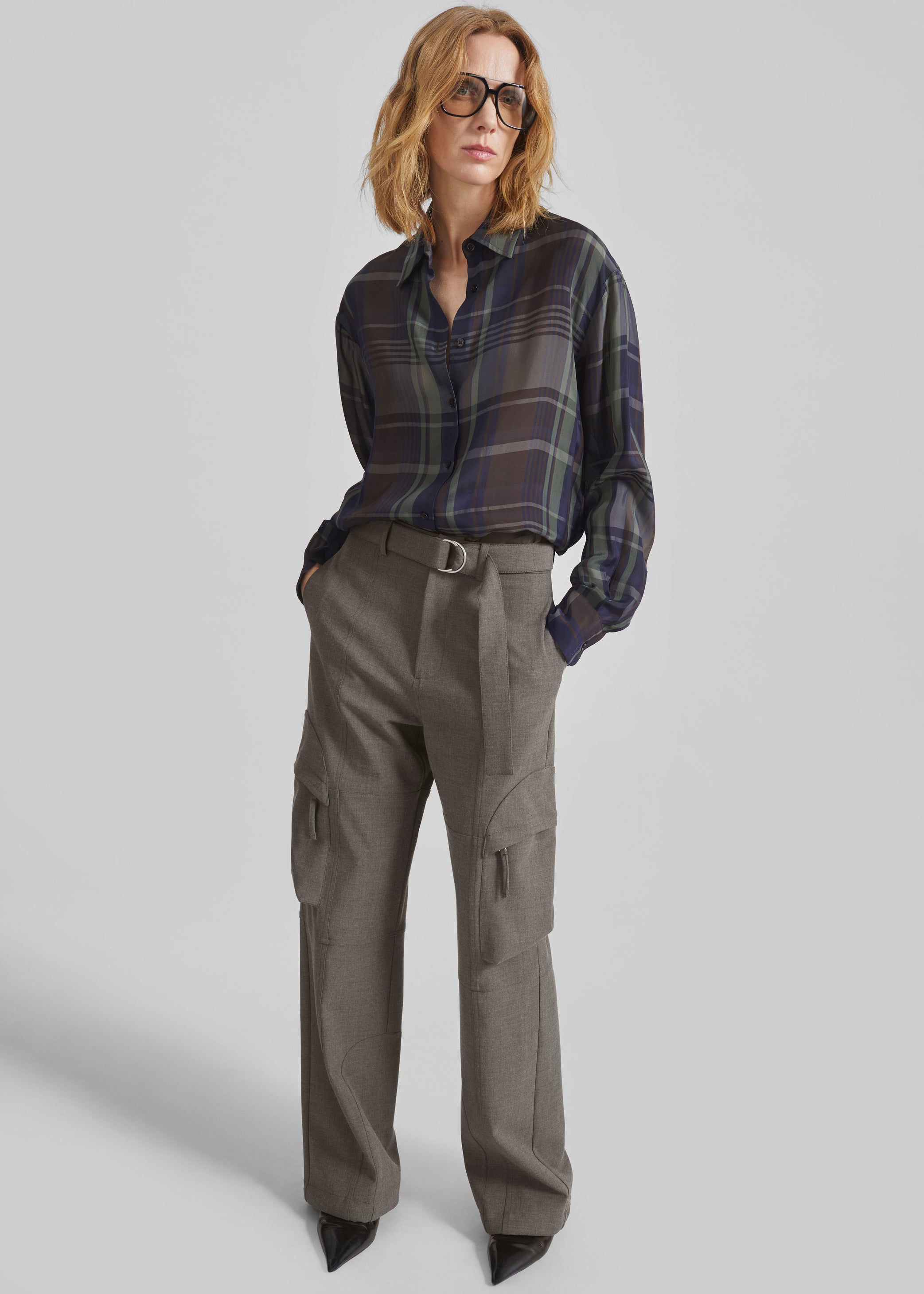 Shop the look image for Kelly Double Weave Cargo Pants - Taupe Melange