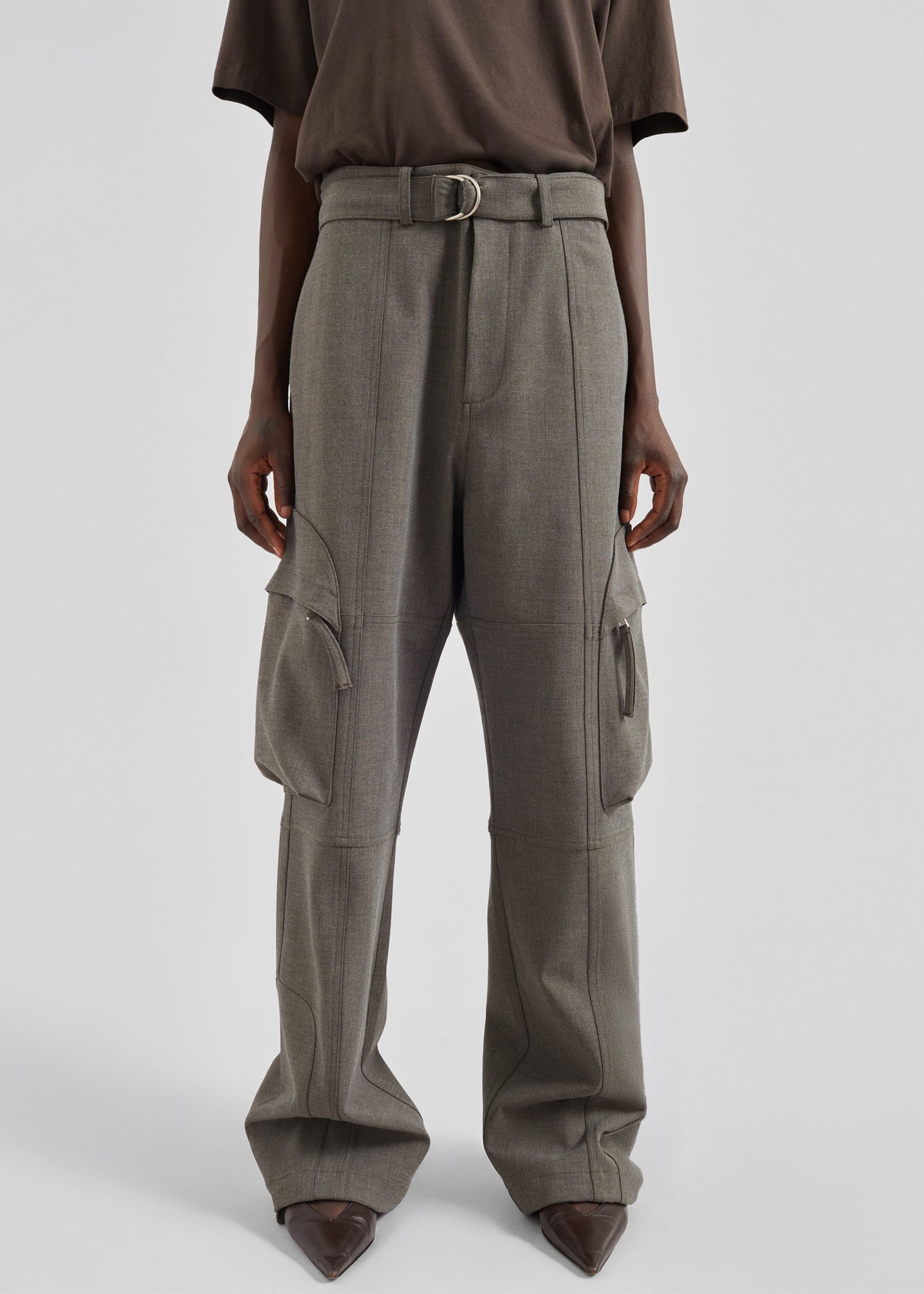 Kelly Double Weave Cargo Pants - Taupe Melange - 4