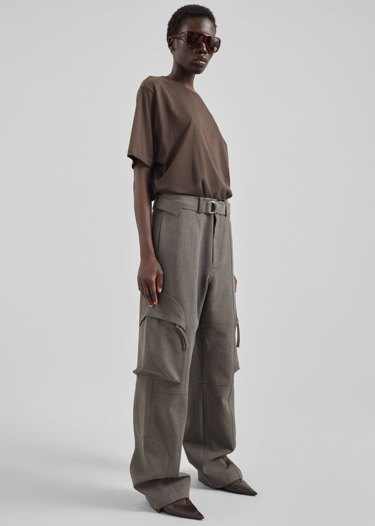 Kelly Double Weave Cargo Pants - Taupe Melange - 7