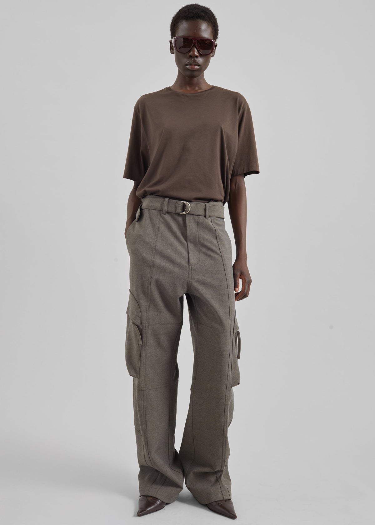 Kelly Double Weave Cargo Pants - Taupe Melange - 6