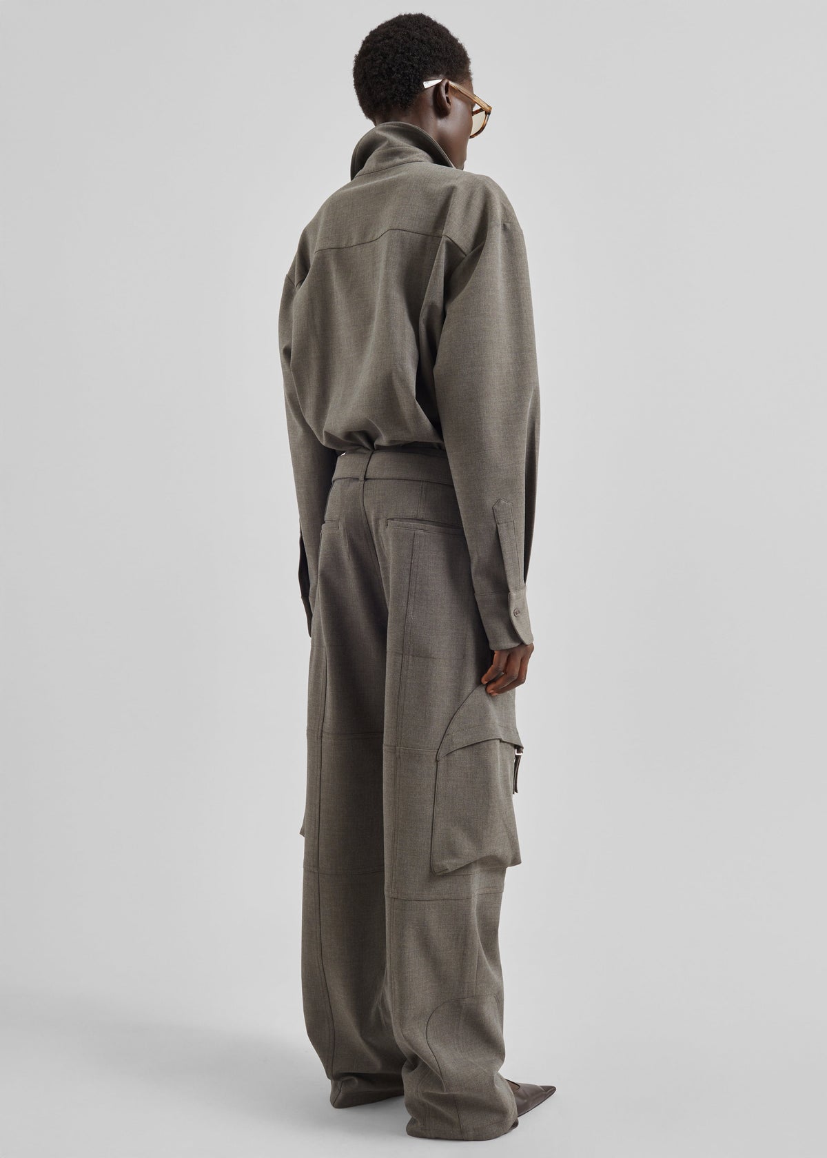 Kelly Double Weave Cargo Pants - Taupe Melange - 8