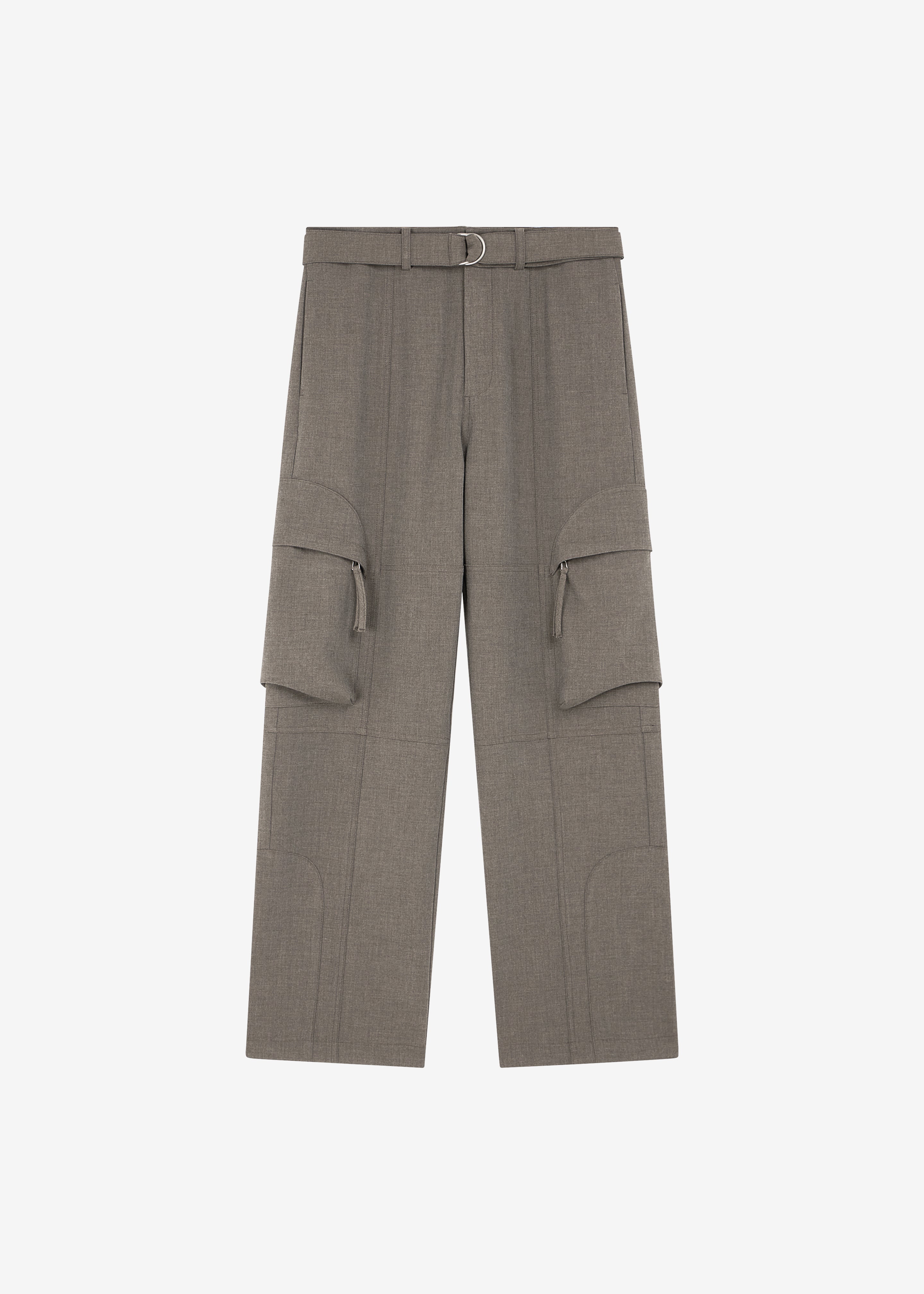 Kelly Double Weave Cargo Pants - Taupe Melange - 9
