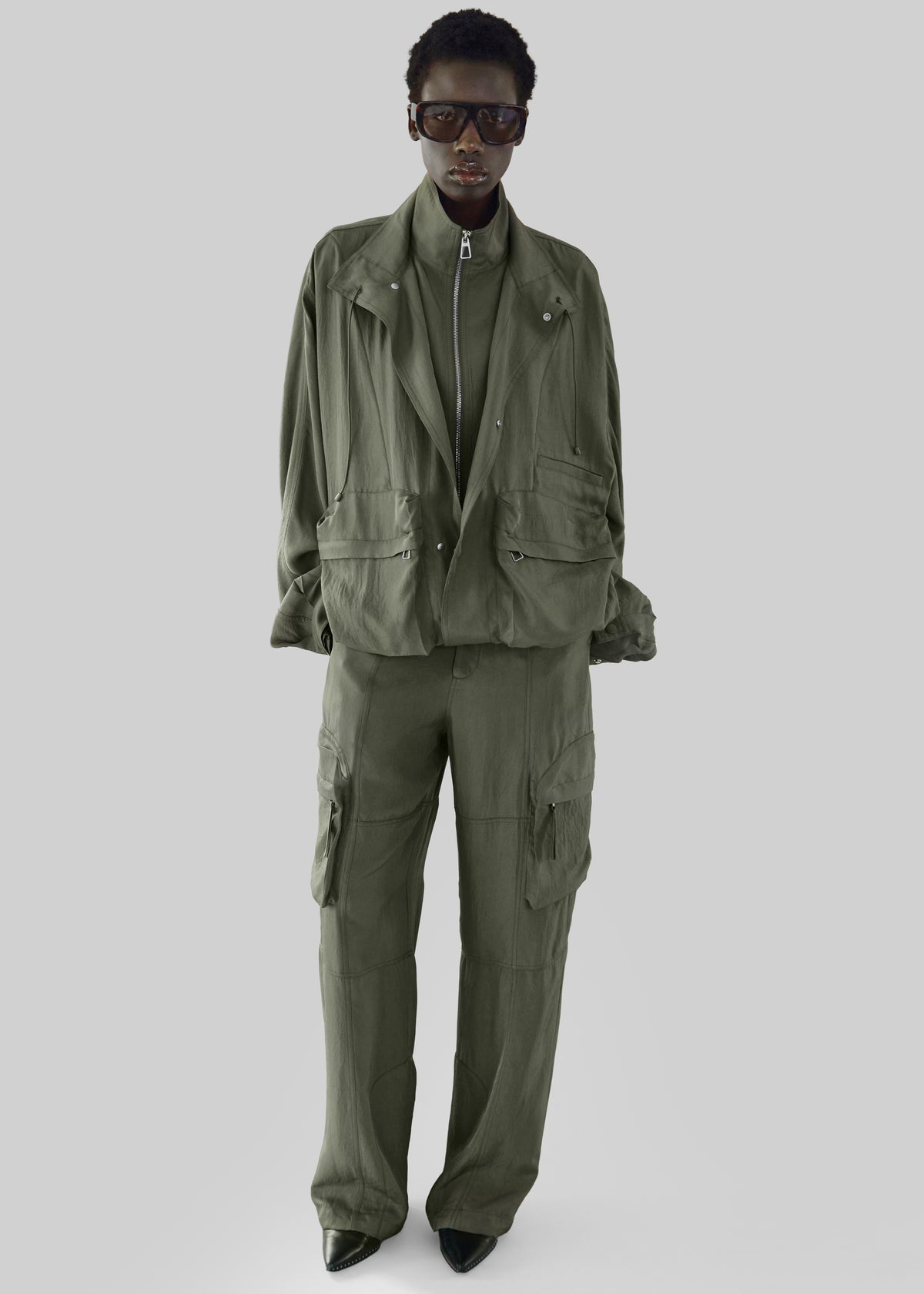 Kelly Fluid Cargo Pants - Moss Green - 5