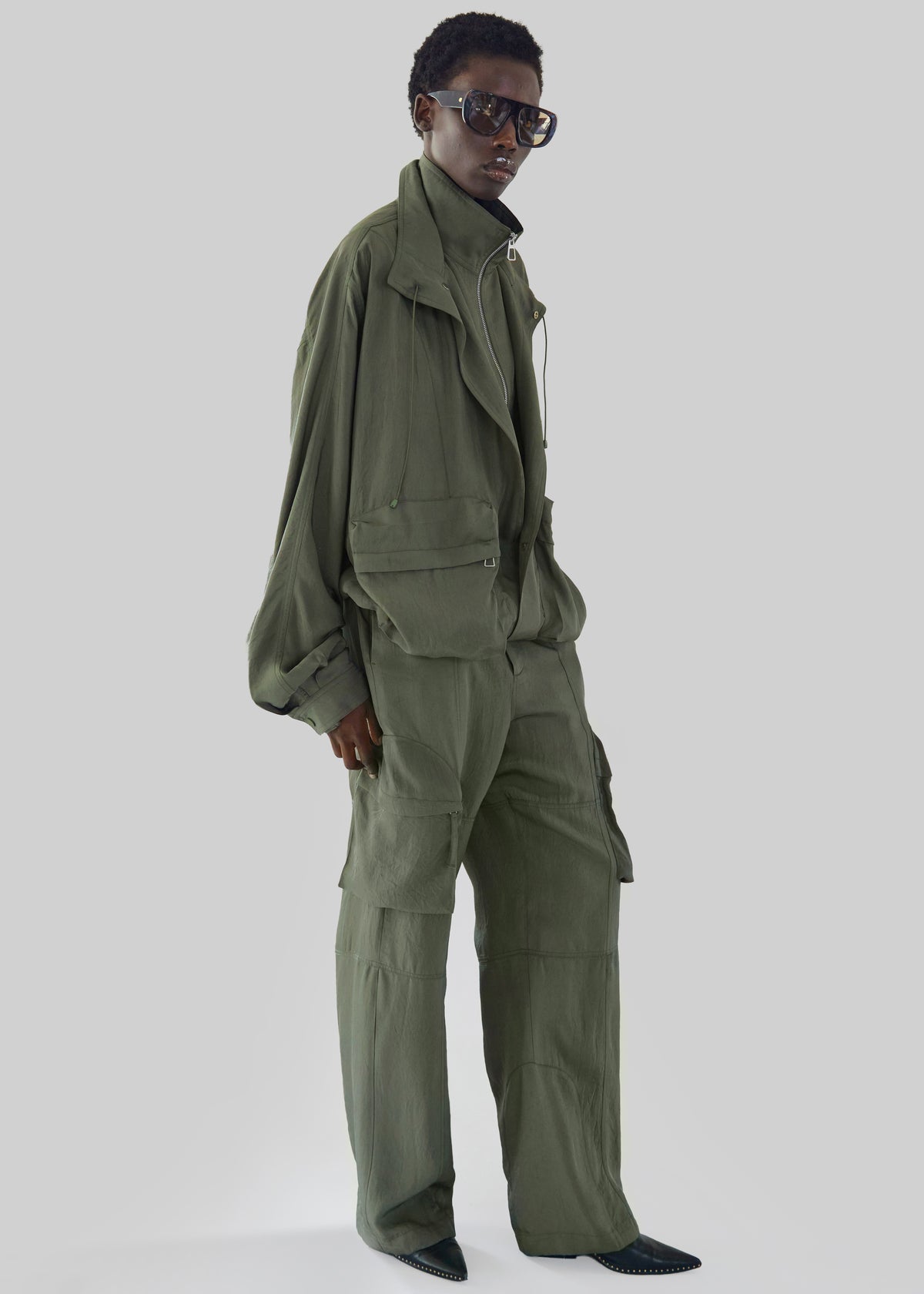 Kelly Fluid Cargo Pants - Moss Green - 3
