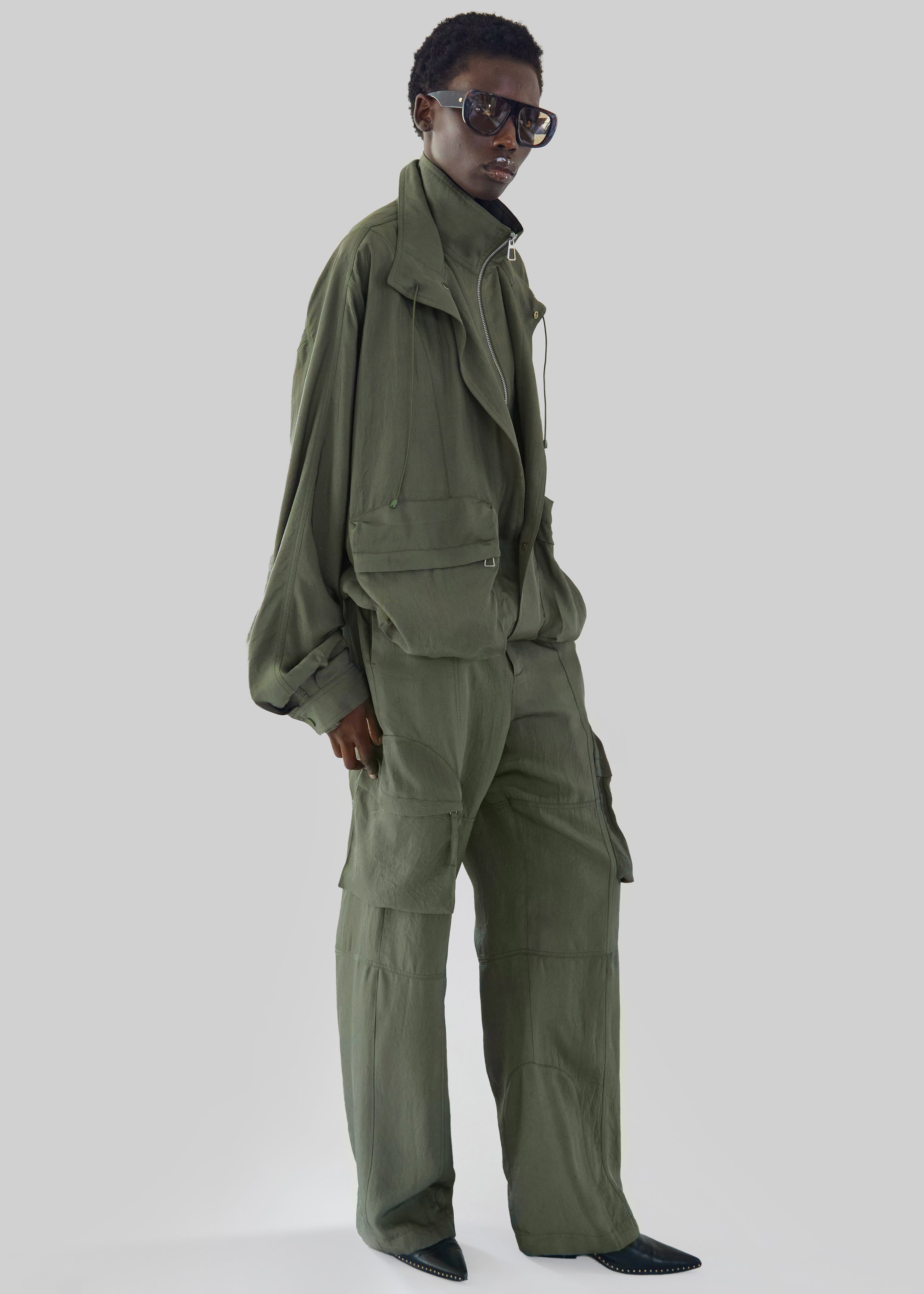 Kelly Fluid Cargo Pants - Moss Green - 3