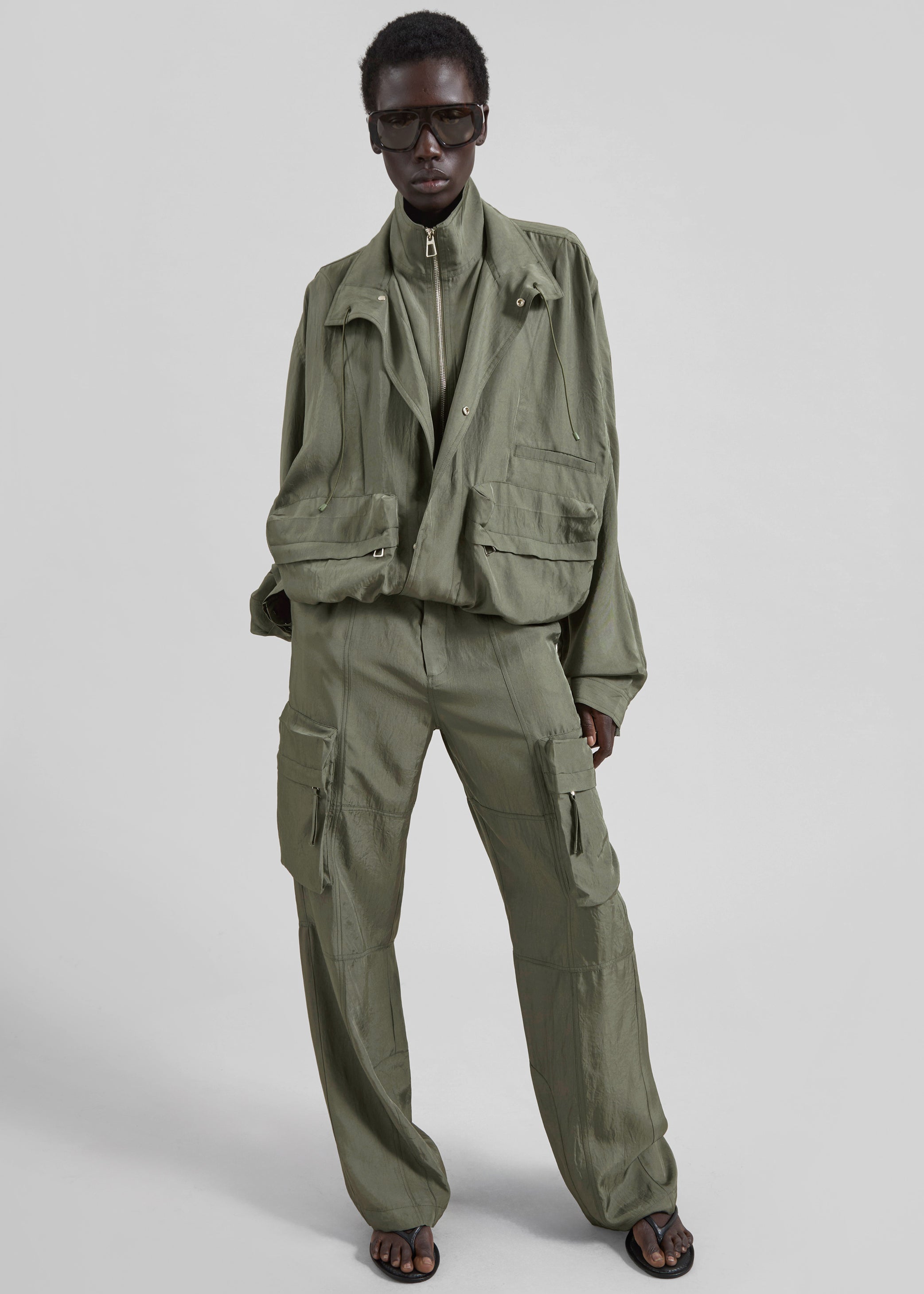 Shop the look image for Kelly Fluid Cargo Pants - Moss Green